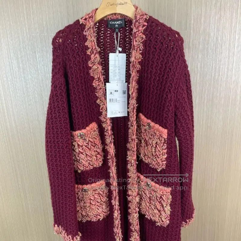 Chanel Chanel L Size Wine Red Cashmere Coat . Size L / US 10 / IT 46 - 1 Thumbnail