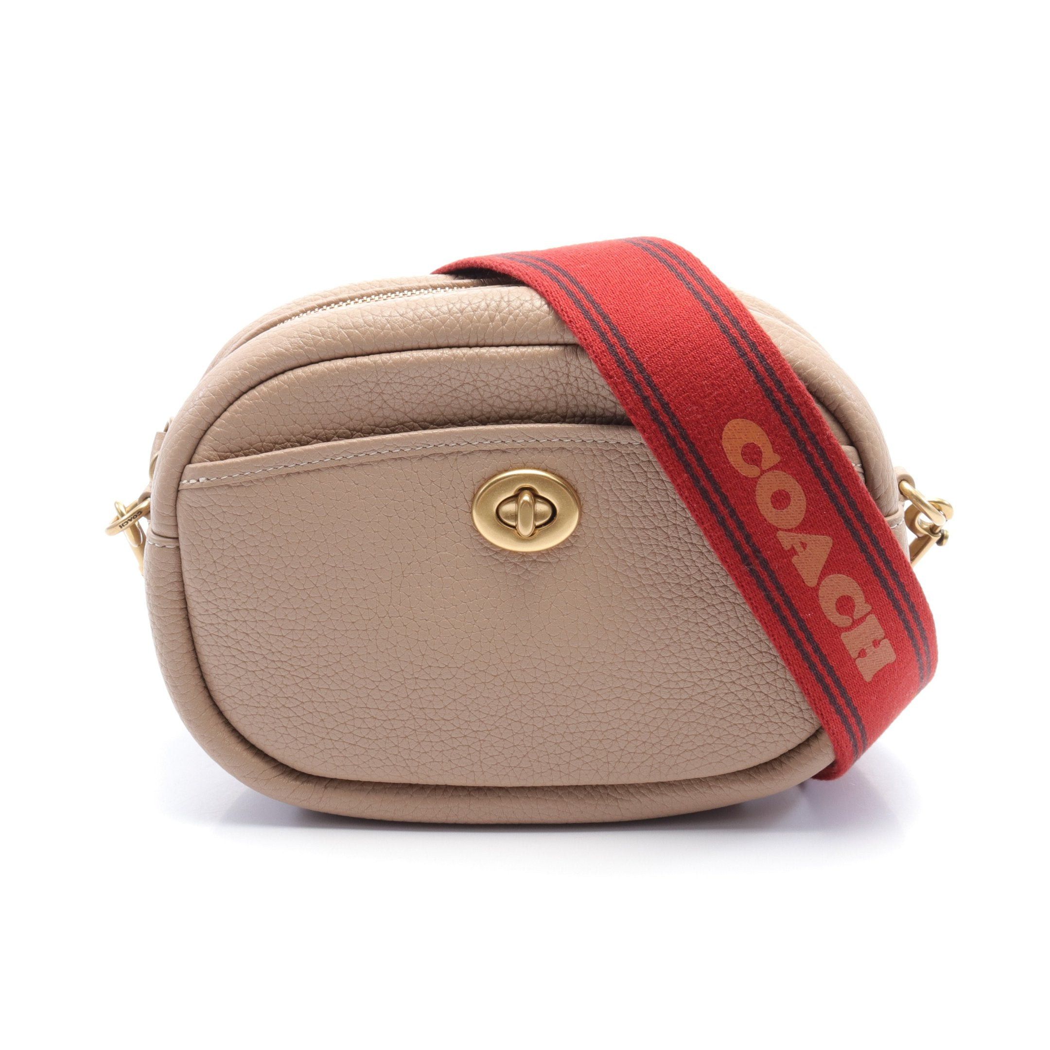 image of Coach Shoulder Bag Leather Beige, Women's