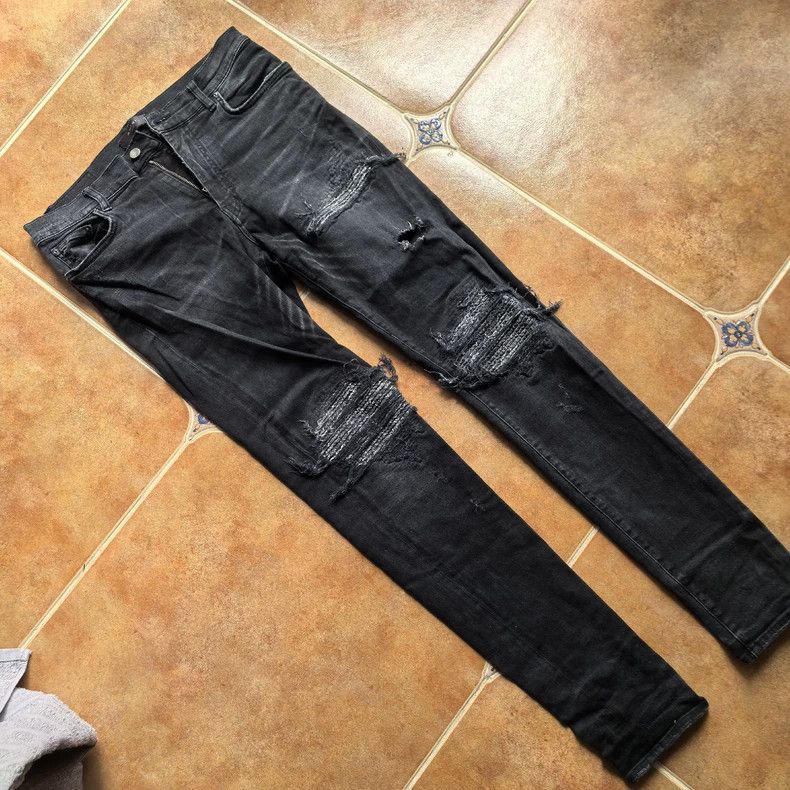 Amiri Amiri black patchwork mx1 denim jeans Size US 32 / EU 48 - 1 Thumbnail