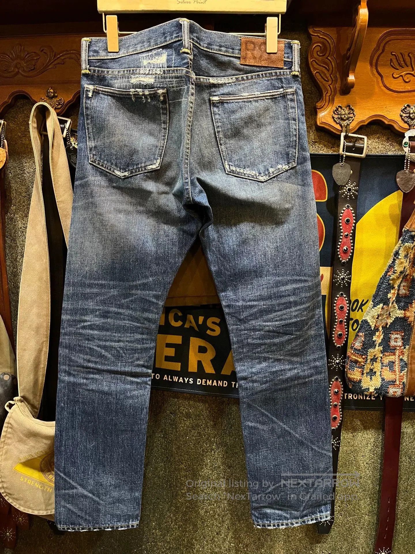 RRL Ralph Lauren distressed rrl denim jeans with patches. Size US 31 - 2 Thumbnail