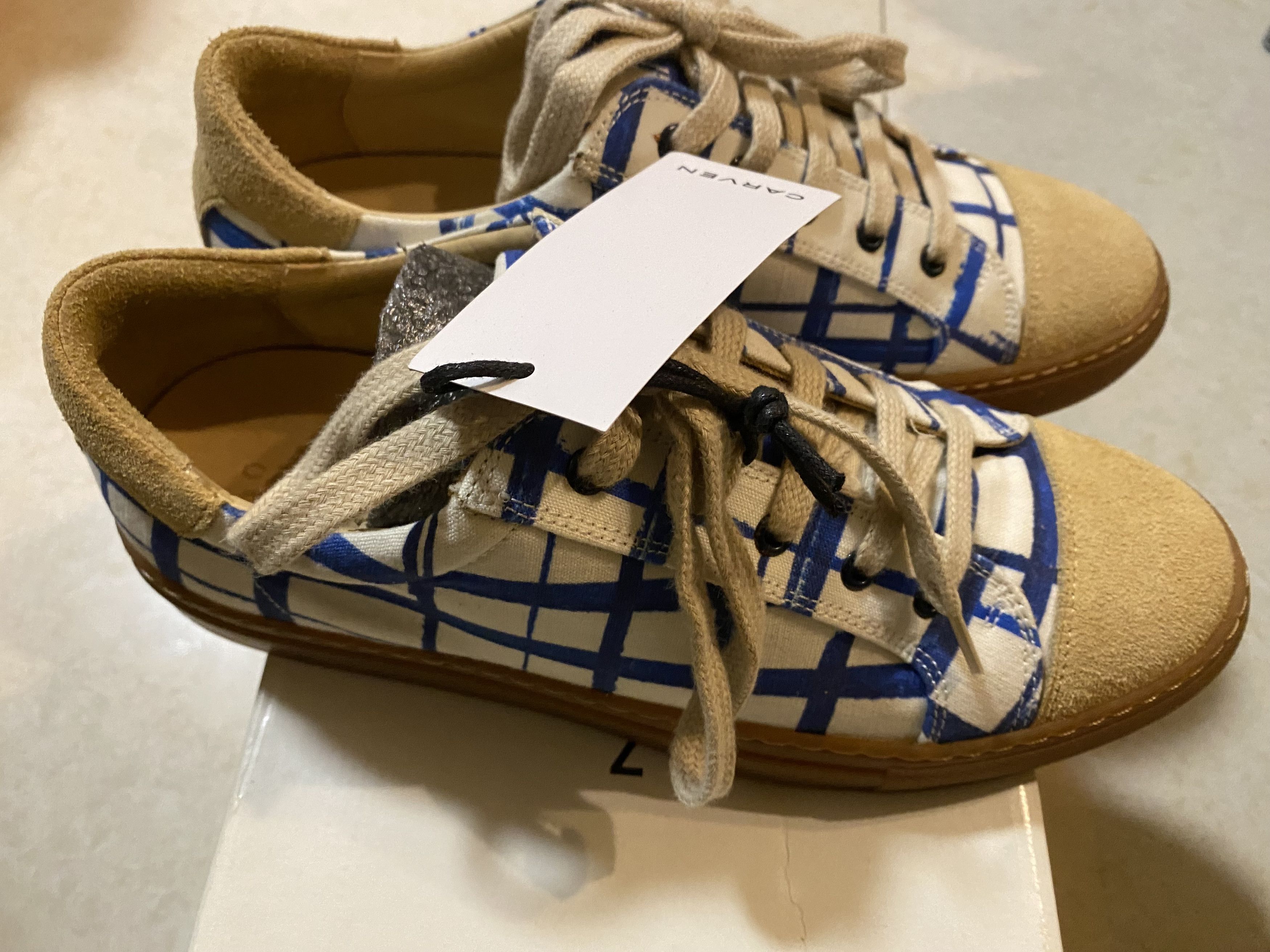 Carven Carven Men Blue White Check Sneakers UK6 Size US 7 / EU 40 - 3 Thumbnail