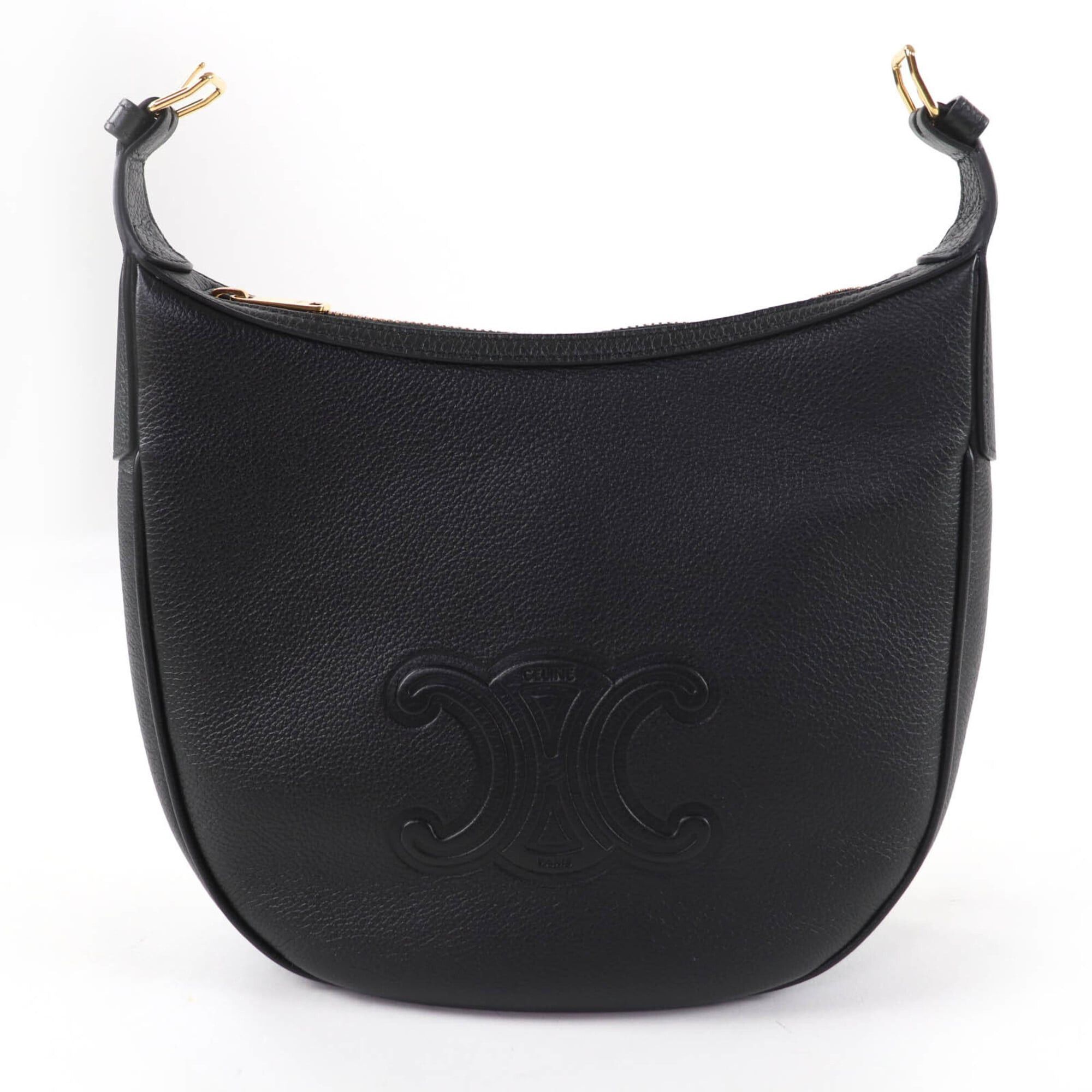 Celine CELINE 11725 Cuir Triomphe Eloise Small Leather 2-Way Handbag/Shoulder Bag, Black, with Dust Made in Italy, Women's Size ONE SIZE - 1 Thumbnail