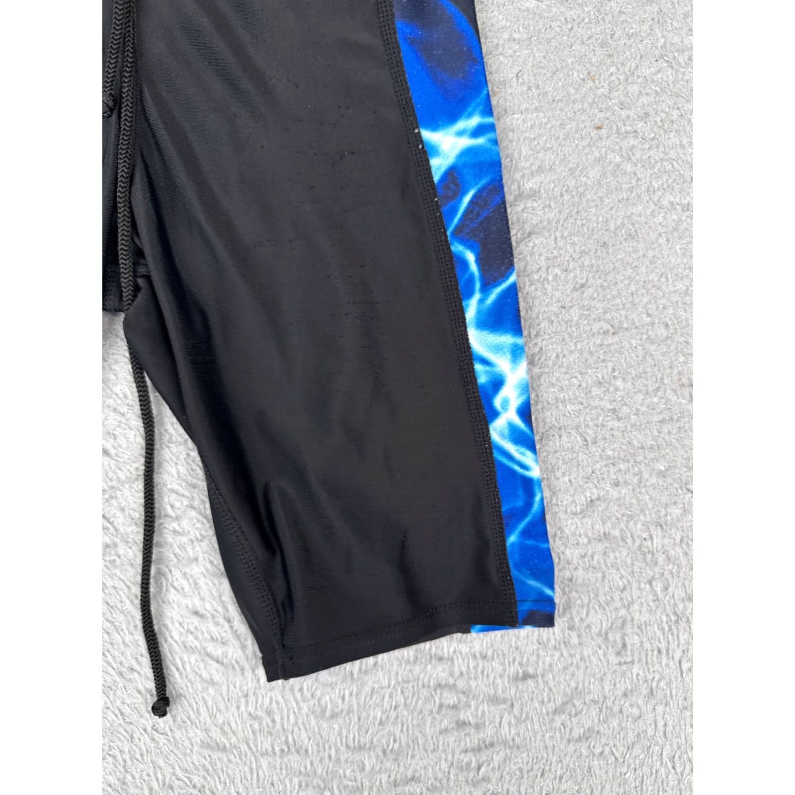 Vintage Waterpro Jammer Bottom Adult 28 Blue Black Polyester Spandex Compression Performance Swim Shorts Mens Size US 28 / EU 44 - 2 Thumbnail