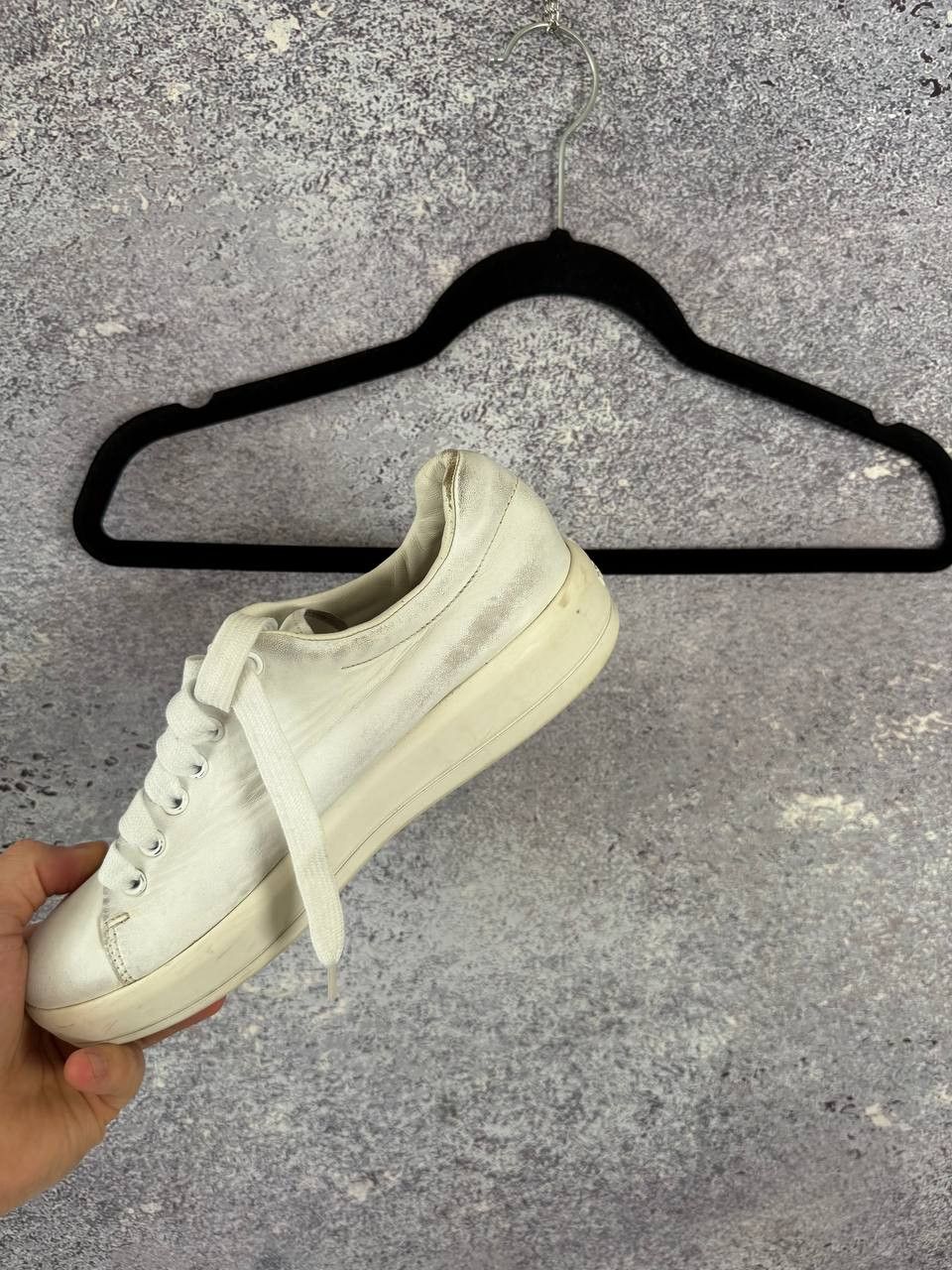 Prada × Vintage Prada Leather Lace-Up Sneakers White Women's 38 Size Size US 8 / IT 38 - 20 Thumbnail