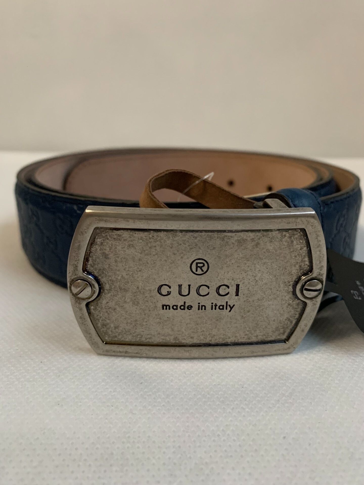 Gucci Gucci Blue Leather Belt Size ONE SIZE - 1 Thumbnail