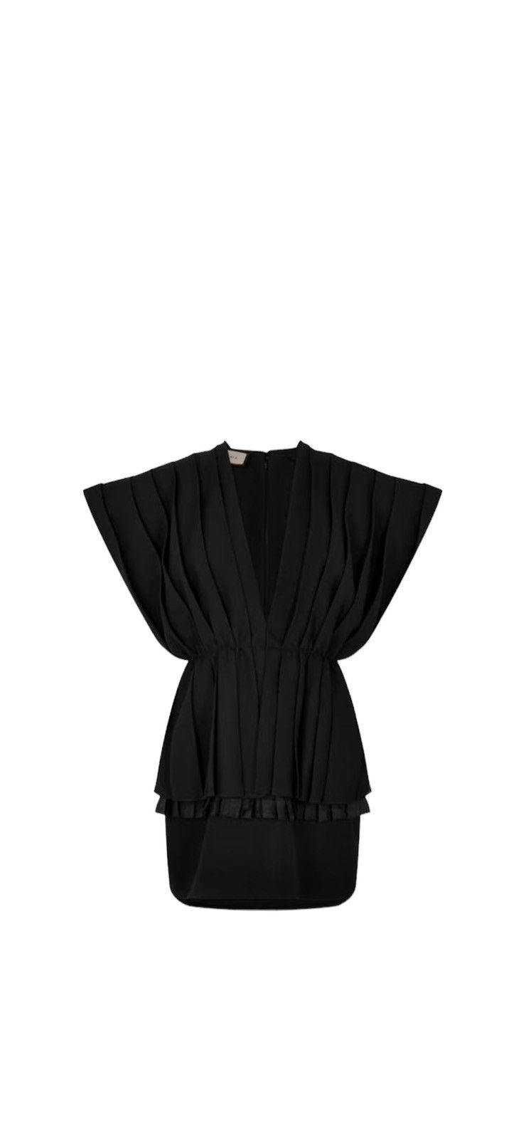 image of Gucci Pleated Plunging V Dress in Black, Women's (Size Small)