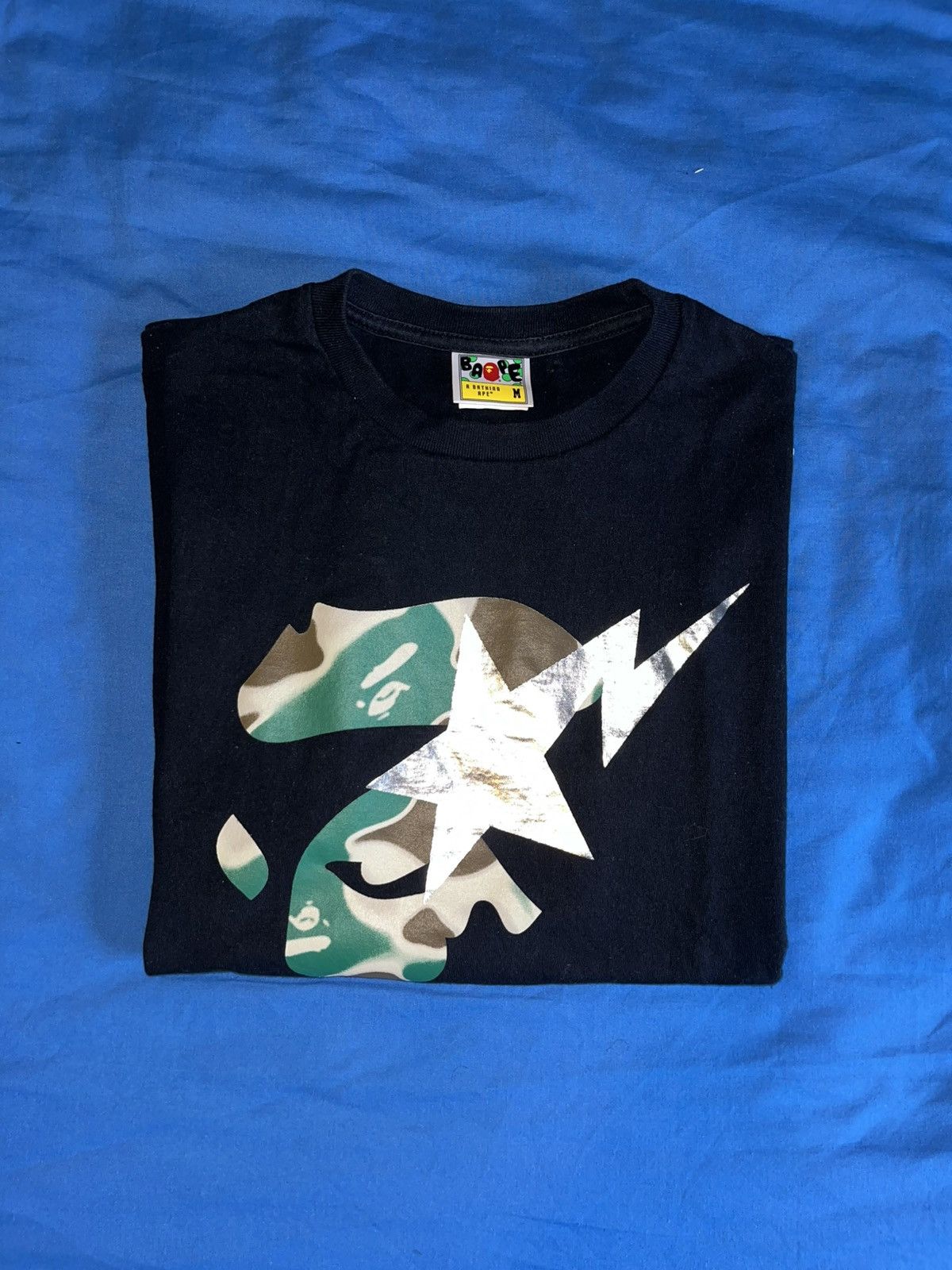 Bape Liquid Camo Ape Sta Tee shirt Black/Olive A Bathing Ape BAPE Size US M / EU 48-50 / 2 - 10 Thumbnail