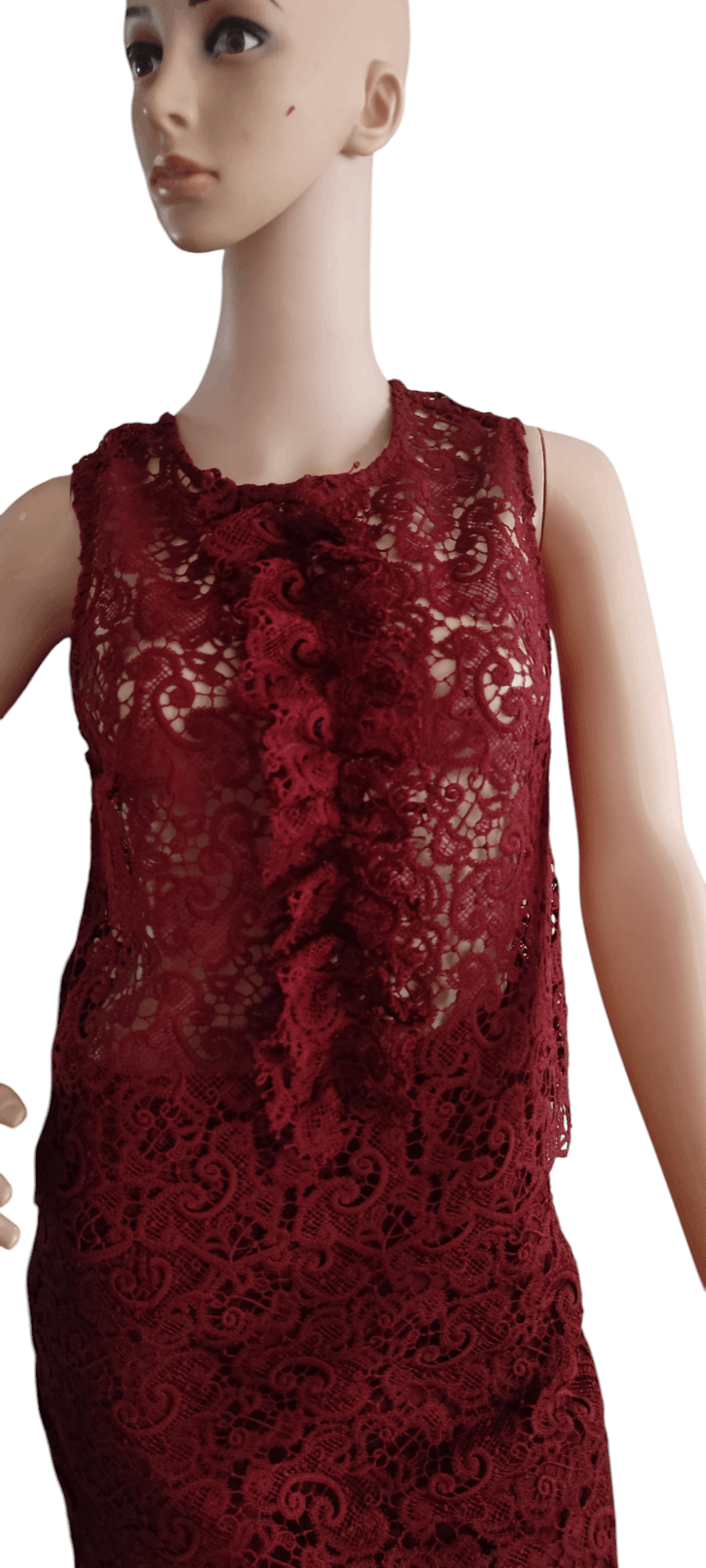 Zara Zara Eyelet Rust Lace Guipure Set Midi Skirt in Coral Size S Size S / US 4 / IT 40 - 4 Thumbnail