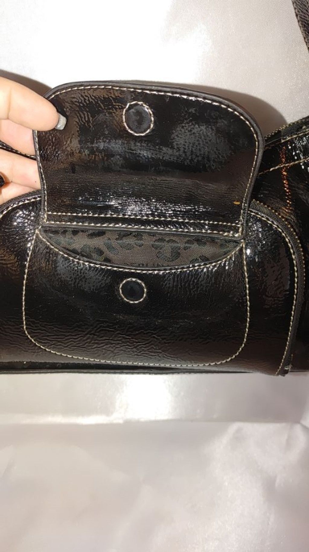 Vera Pelle Perlina New York Baguette Patent Leather Shoulder Bag Size ONE SIZE - 6 Thumbnail