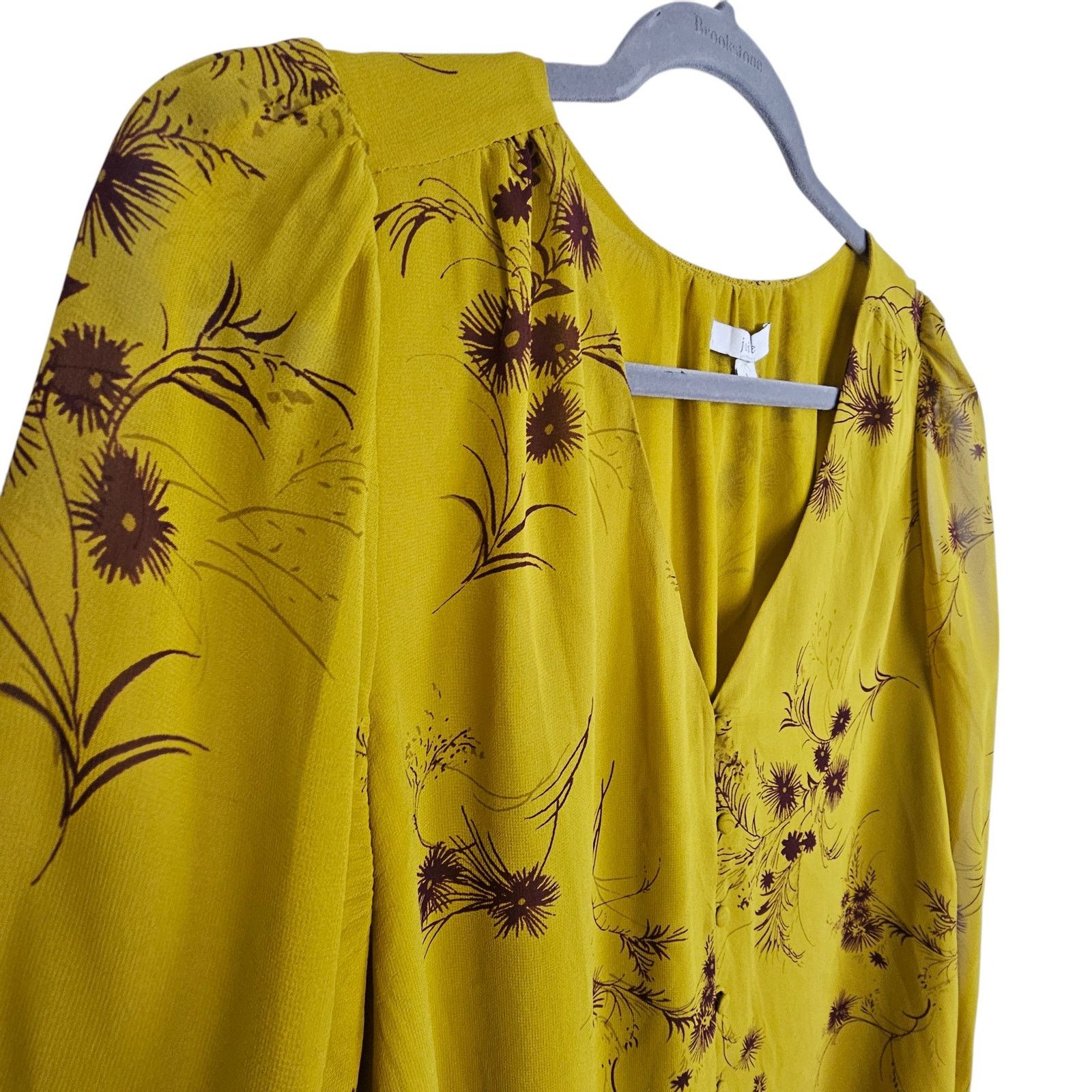 Joie Joie Womens Bolona Silk Floral Blouse Chartreuse Sz L Size L / US 10 / IT 46 - 5 Thumbnail