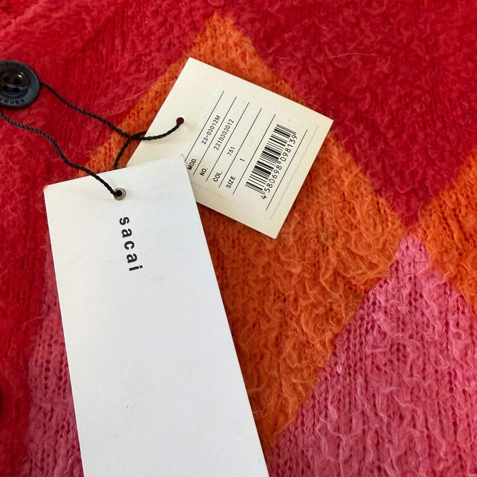Sacai SACAI: Men's Red Argyle Cotton Cardigan - 1 Size US S / EU 44-46 / 1 - 4 Thumbnail