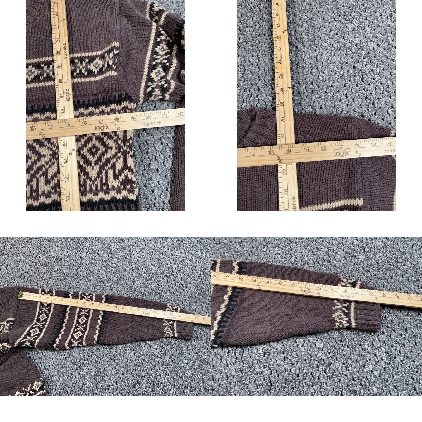 Lands' End Lands' End Sweater Women XL Brown Geometric Snowflake Pattern Cotton Chunky Knit Crew Neck Pullover 90s Retro Ski Womens Size XL / US 12-14 / IT 48-50 - 8 Thumbnail
