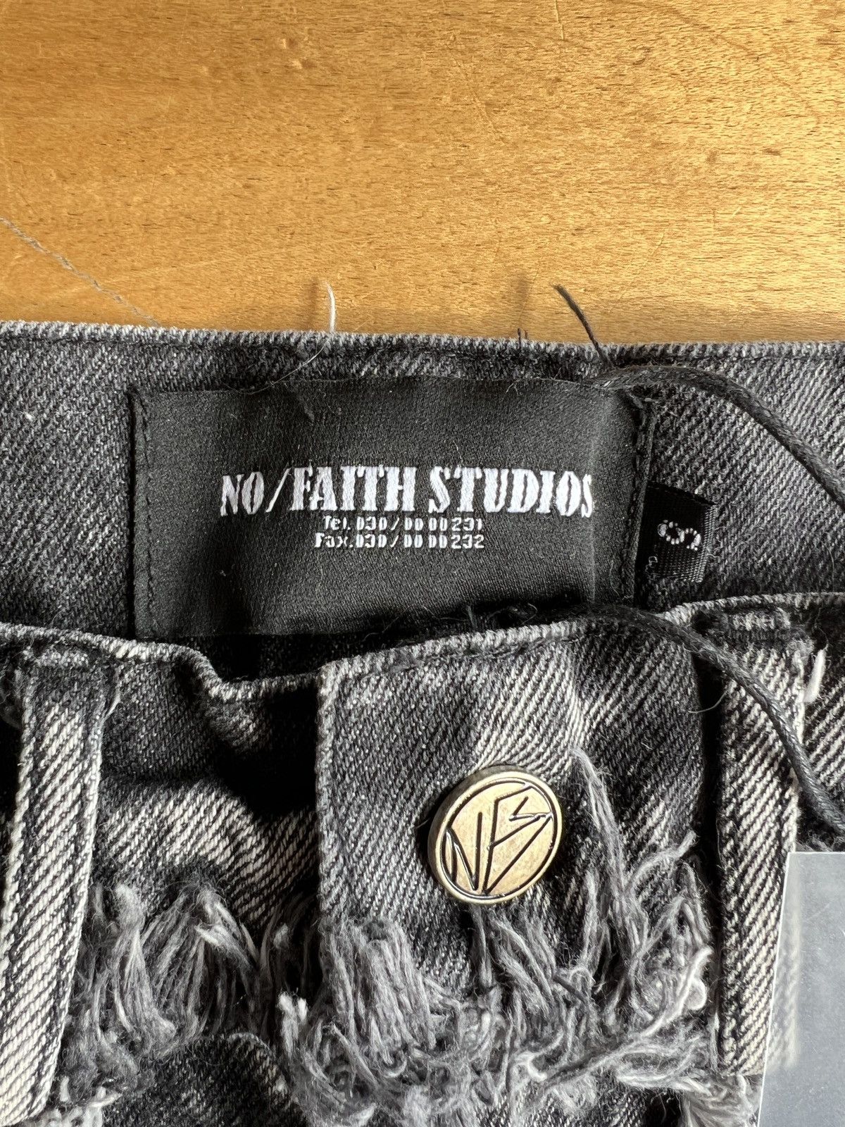 No Faith Studios No Faith Studios Distressed Panel Denim – Grey – Size S Size US 31 - 5 Thumbnail