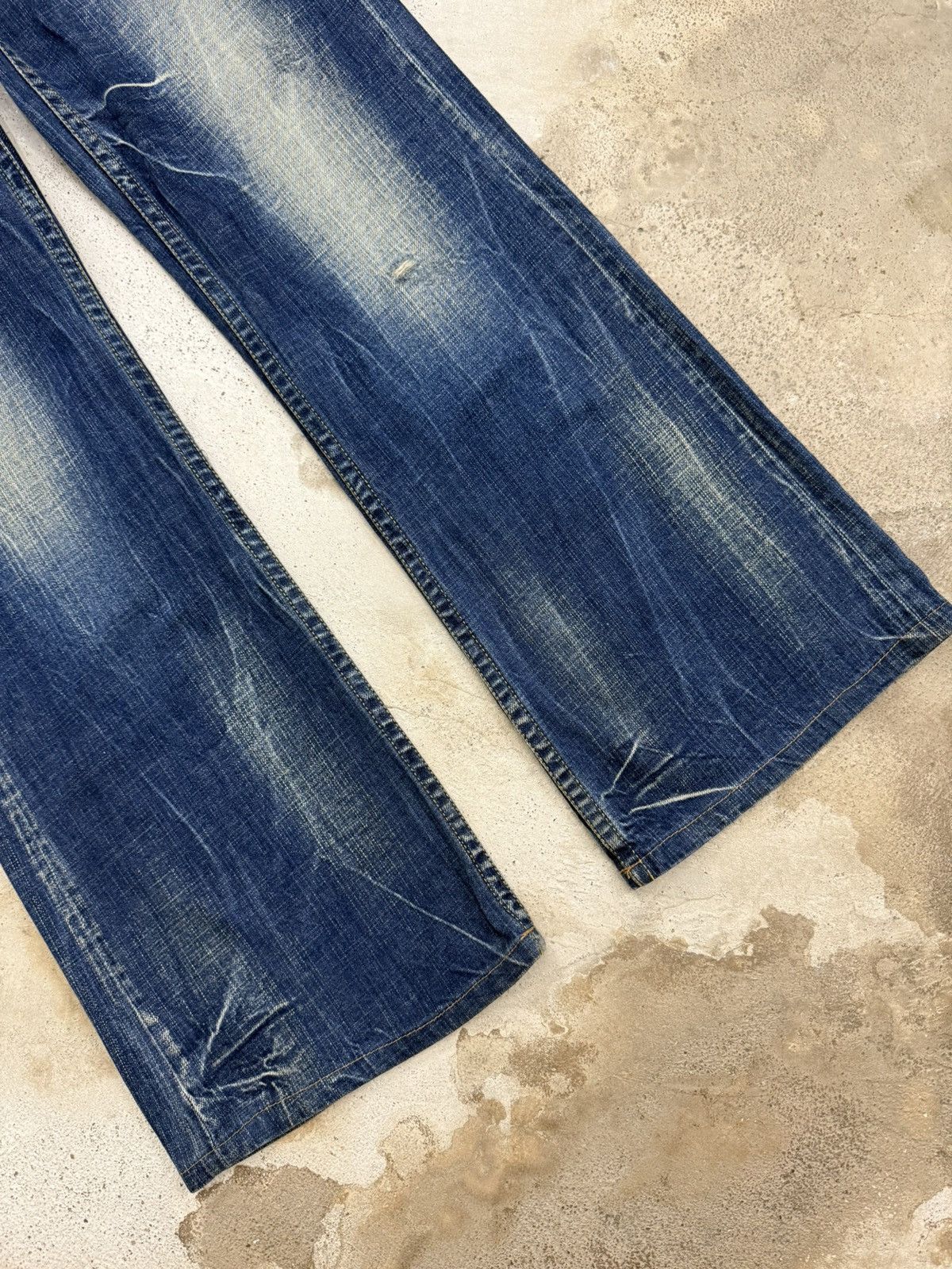 Hysteric Glamour Wide Leg Mudwash Thunder Whisker Distressed Denim Pants Size US 31 - 4 Thumbnail