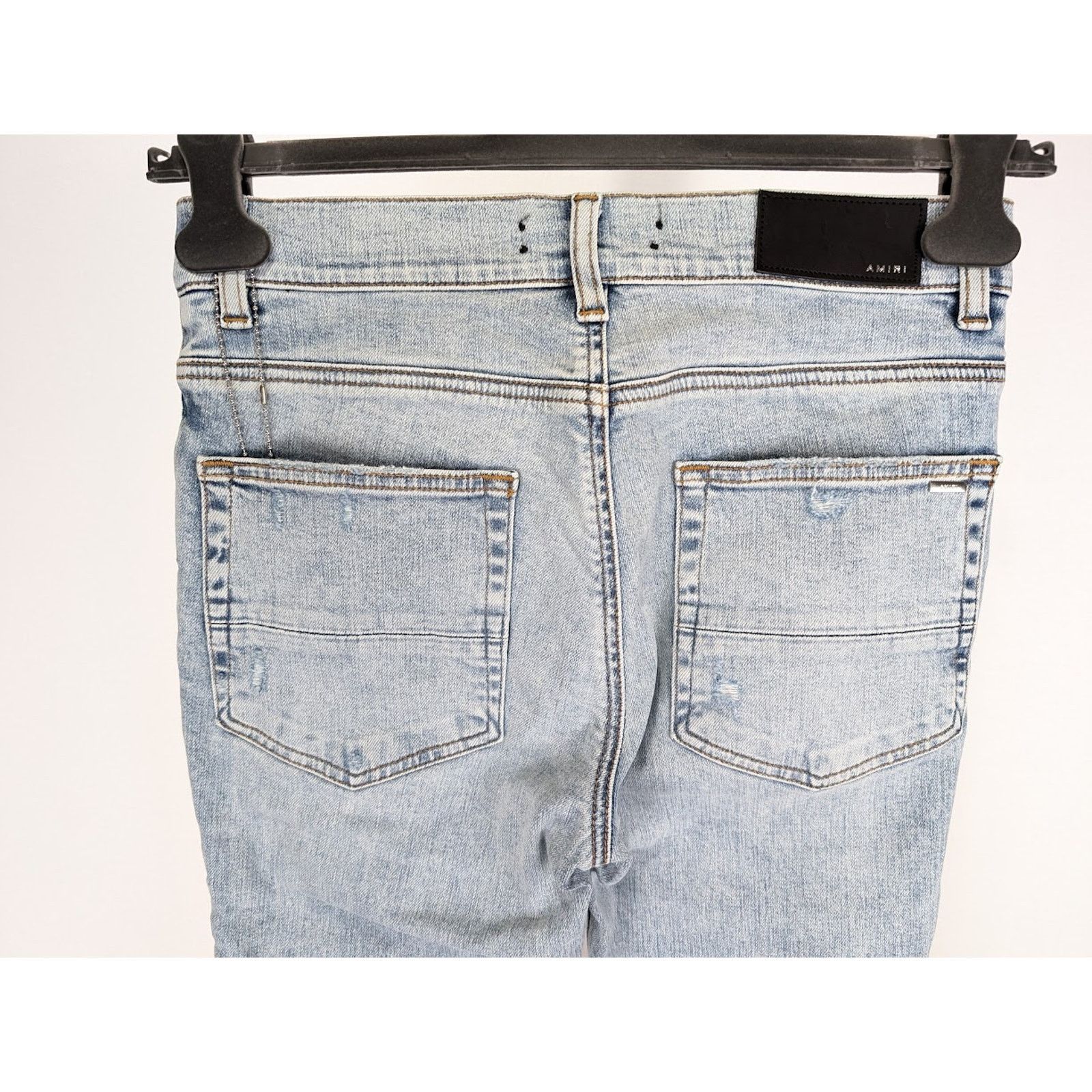 Amiri o1rshd1 Pajama Art Patch Jeans in Light Blue Size US 33 - 19 Thumbnail