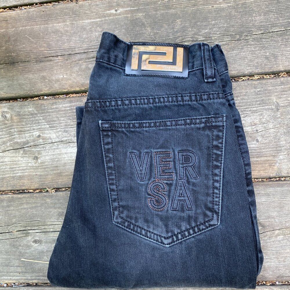 Versace Vintage Versace Embroidered Jeans Size 29 Gray Size US 29 - 4 Thumbnail