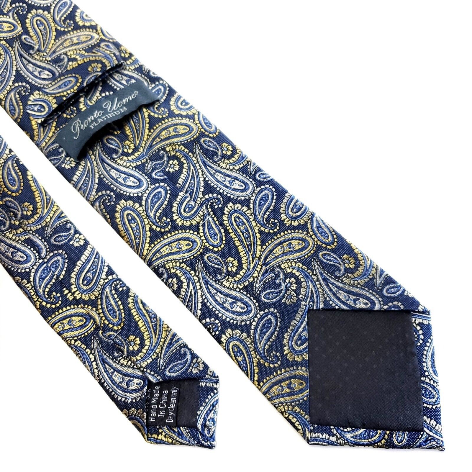 Pronto Uomo Pronto Uomo Platinum Blue Green Paisley Woven Skinny Silk Ti Size ONE SIZE - 5 Thumbnail