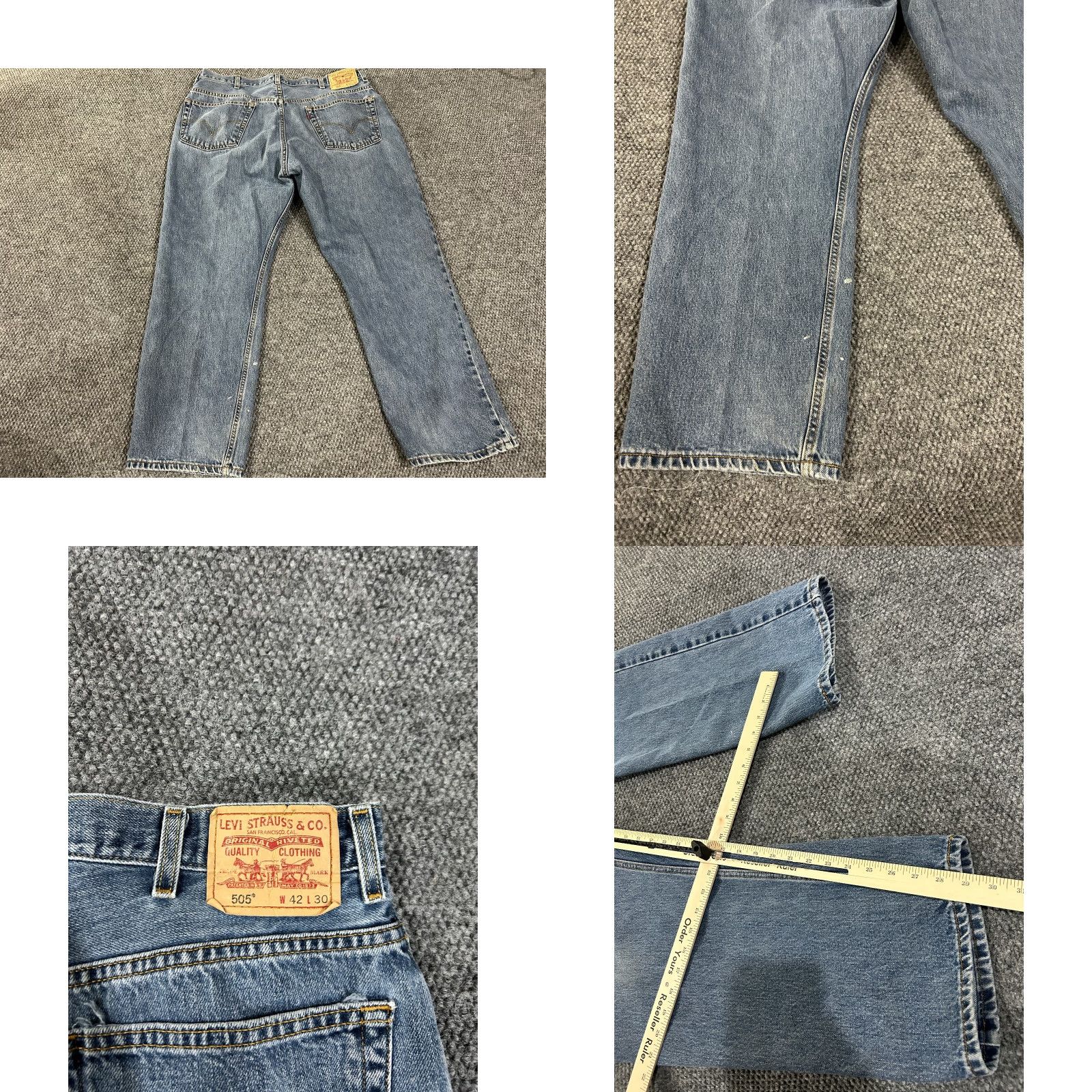 Levi's Levi's 505 Jeans Mens 42x30 Blue Denim Regular Fit Classic Vintage Retro 5-Pocket Zipper Logo Measuring 42 in Waist Inseam 30 in Cotton Denim Size US 42 / EU 58 - 8 Thumbnail
