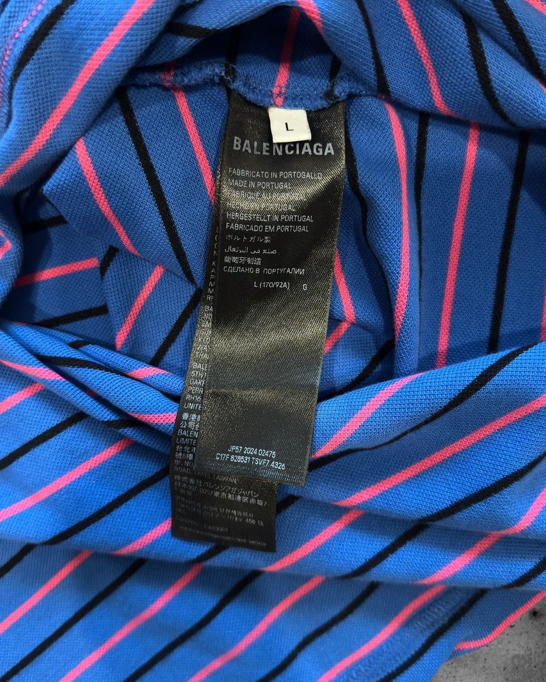 Balenciaga Balenciaga Blue Pink Striped Oversized Polo Shirt Runway Size US L / EU 52-54 / 3 - 9 Thumbnail