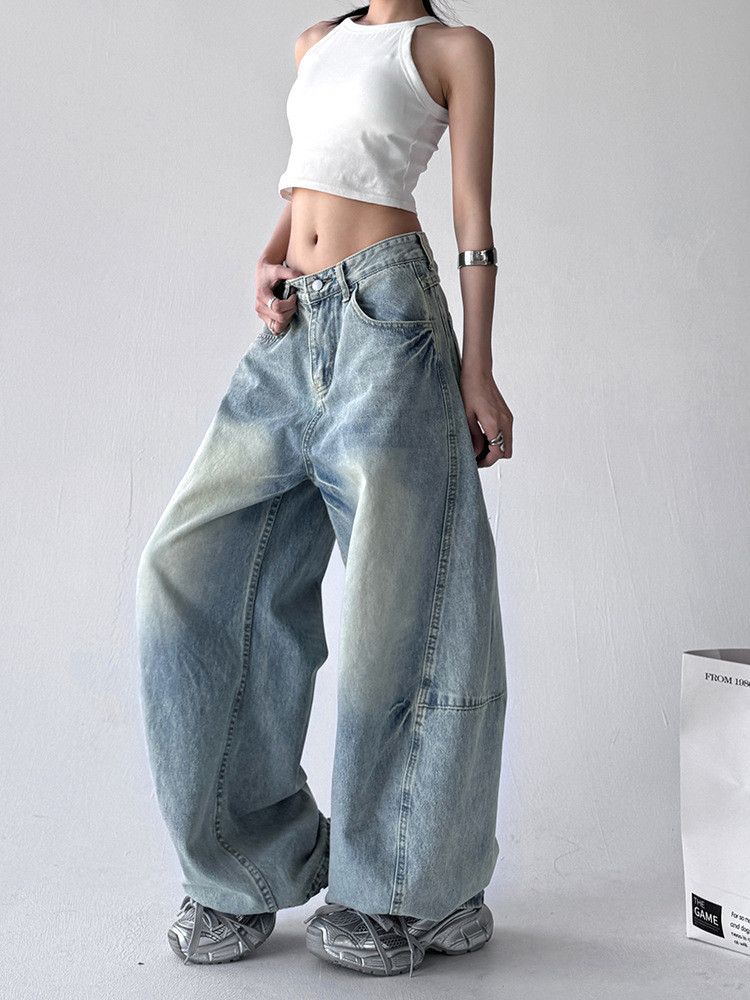Japanese Brand American retro hip-hop street style washed curved jeans Size US 32 / EU 48 - 4 Thumbnail