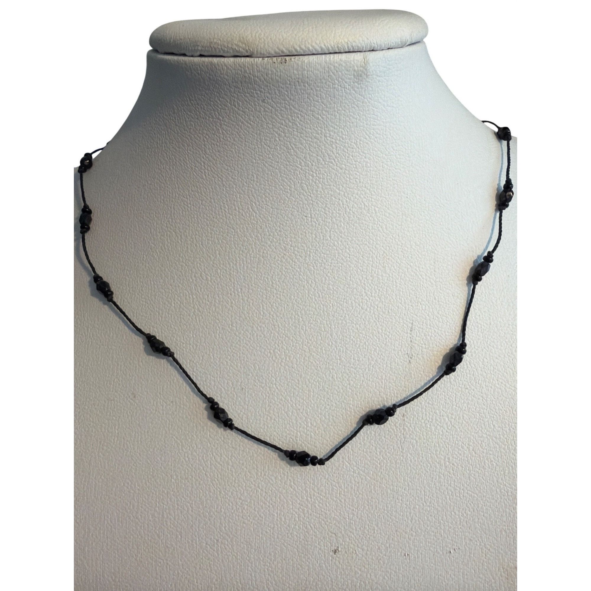 Other Vintage Black Glass Bead Choker Collar Necklace Cord Screw B Size ONE SIZE - 1 Thumbnail