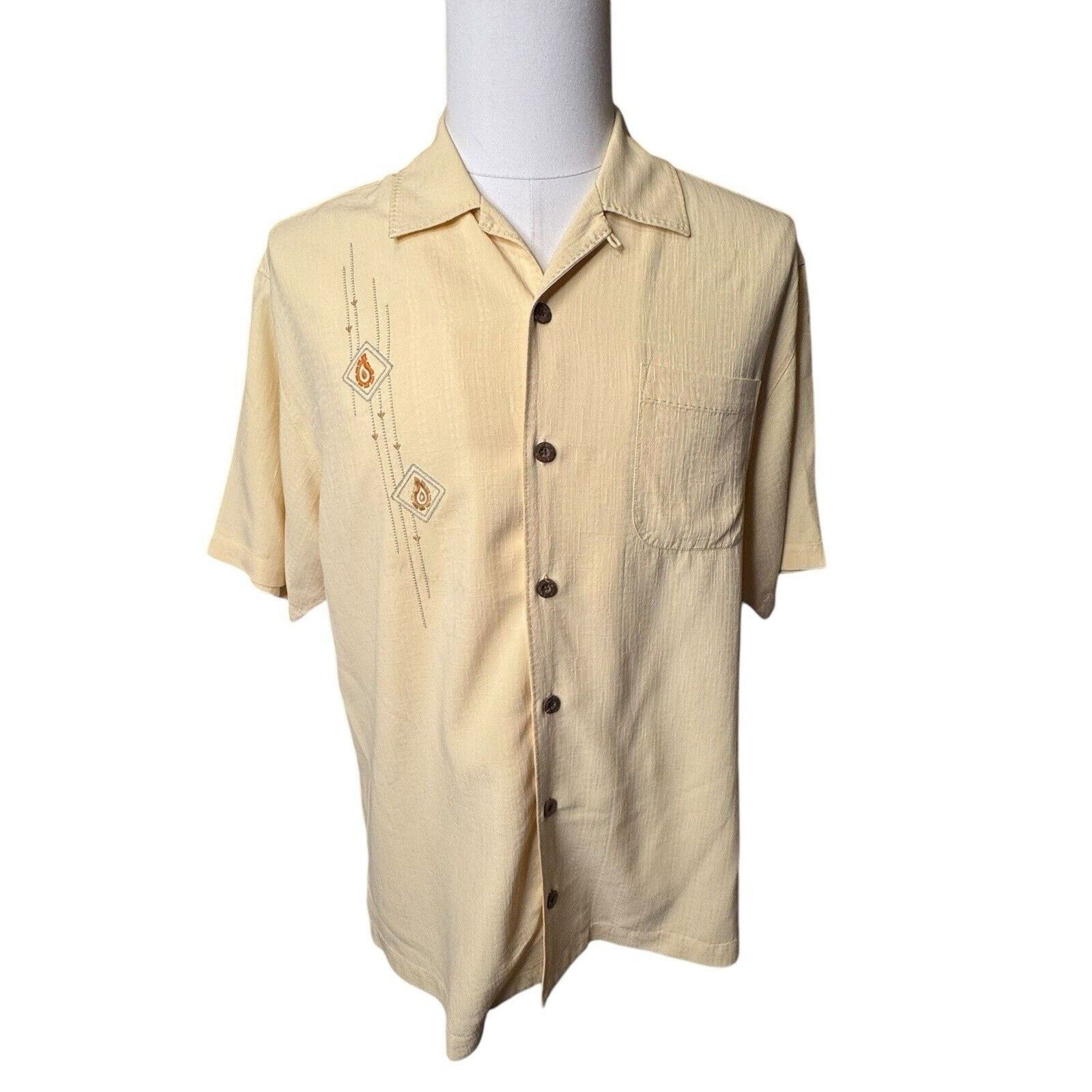 Tommy Bahama Tommy Bahama Silk Camp Shirt Men's Large Hawaiian Yellow Size US L / EU 52-54 / 3 - 1 Thumbnail
