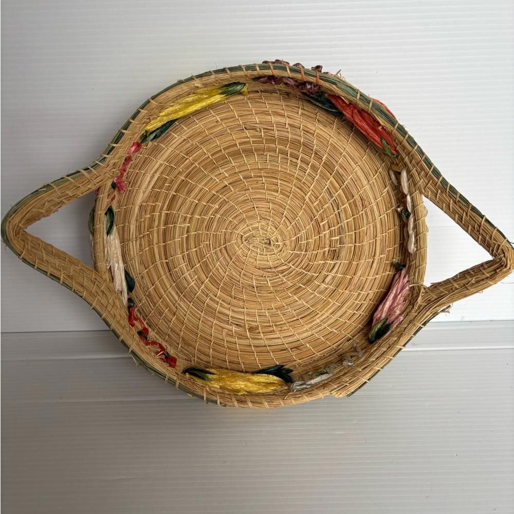 Designer Vintage Hand-Woven Flower Basket in Straw/Wicker Size ONE SIZE - 2 Thumbnail