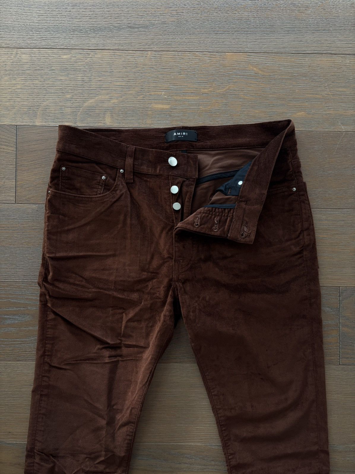 Amiri Amiri Burgundy Velour Stack Pants Size US 32 / EU 48 - 1 Thumbnail