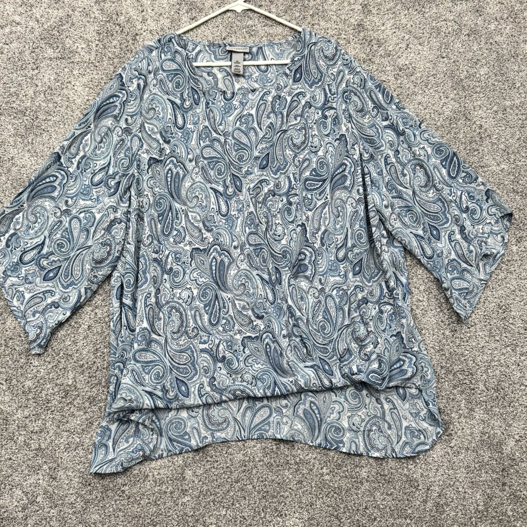 Vintage Catherines Blouse Womens 3X Plus Paisley Flowy Boho Tunic Lagenlook Grandmacore 2010s Size XXL / US 16-18 / IT 52-54 - 2 Thumbnail