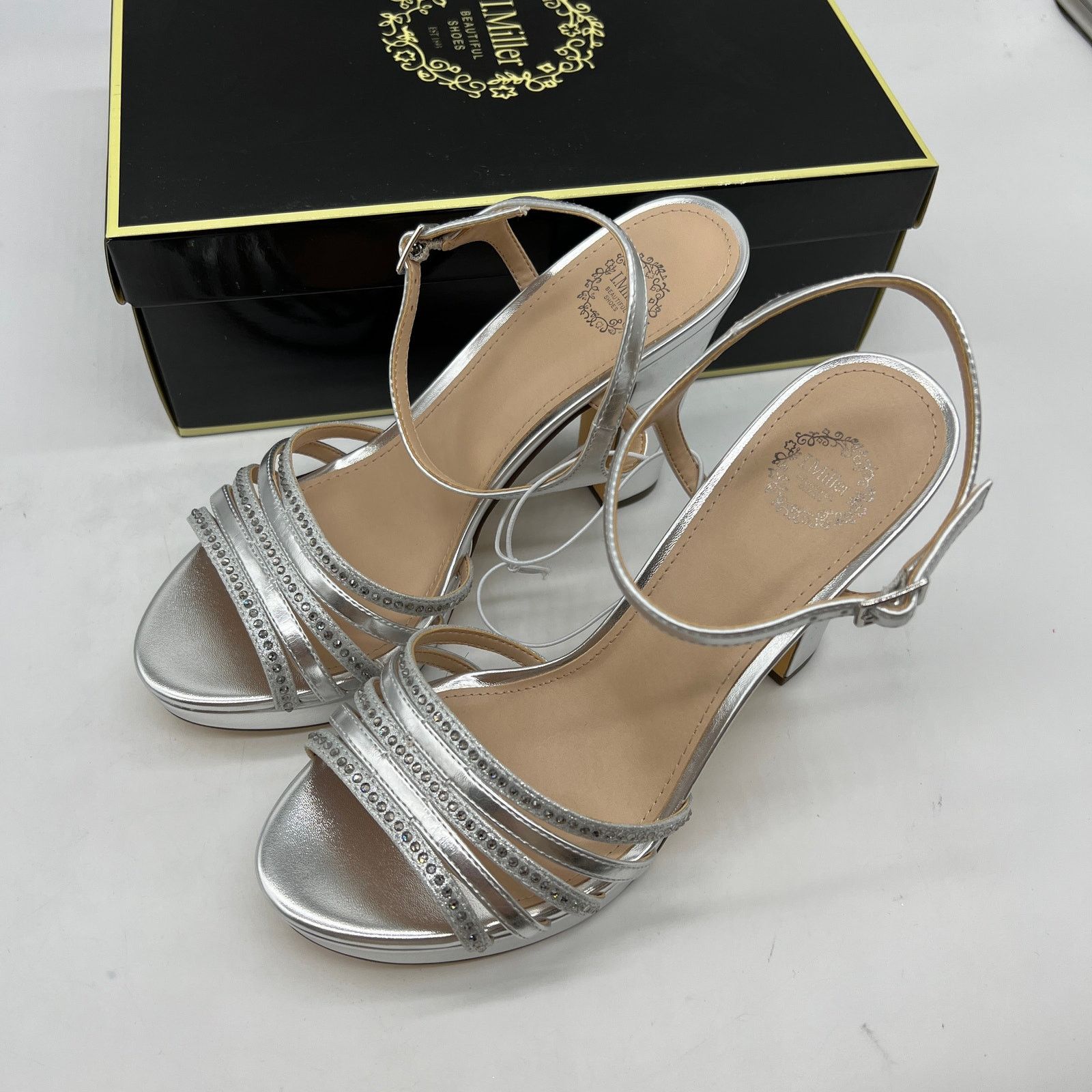 Other I. Miller Womens Sylas Heeled Sandals Silver Size 8.5 Size US 8.5 / IT 38.5 - 3 Thumbnail