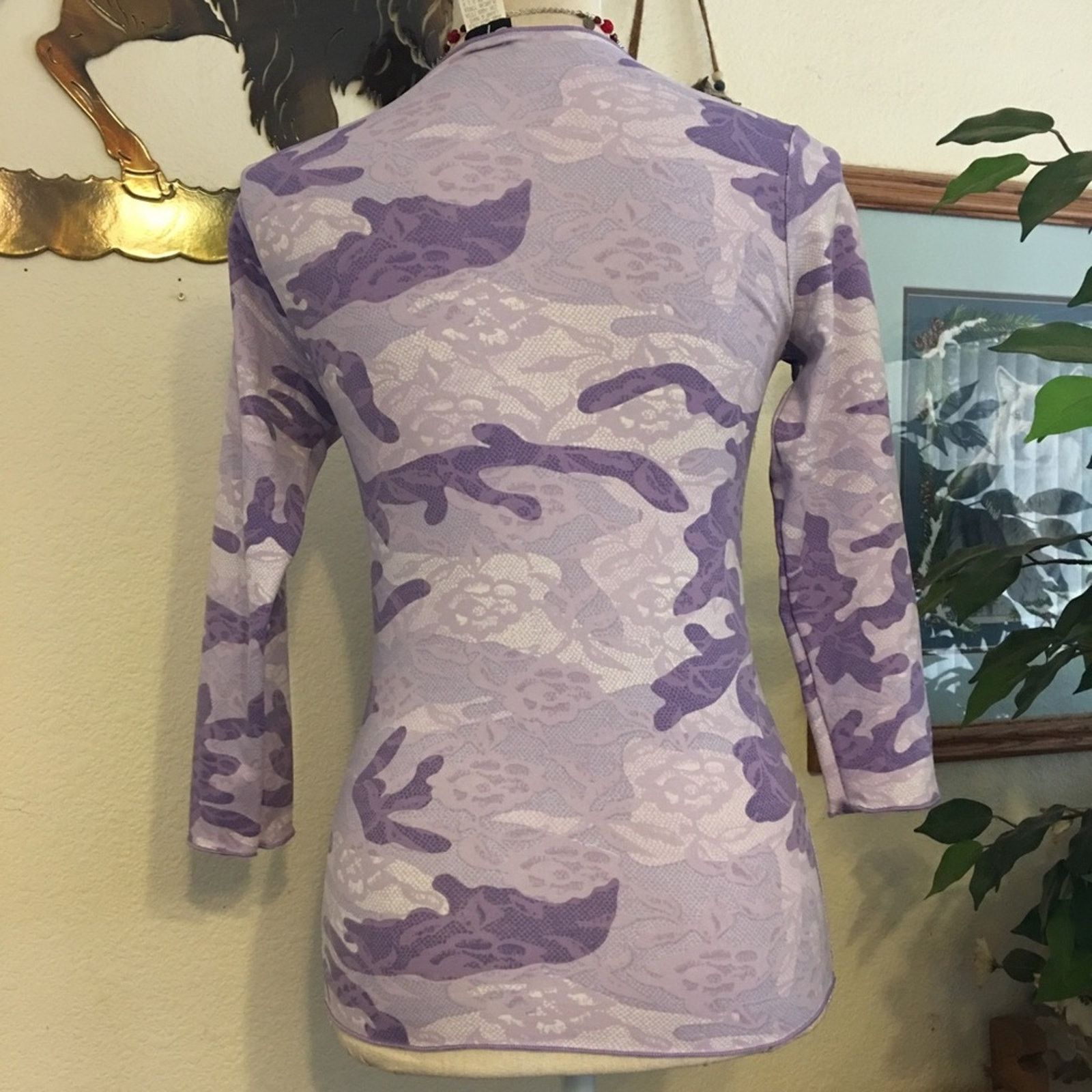 Other Styles purple camo & lace print stretch top S Size S / US 4 / IT 40 - 5 Thumbnail