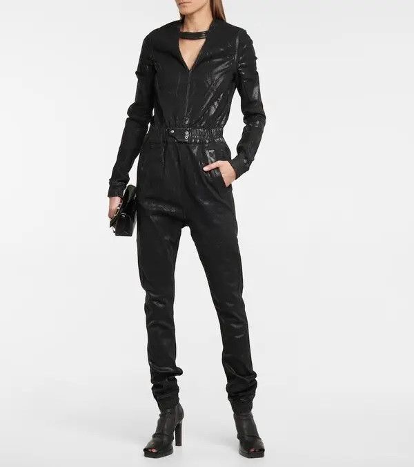 Rick Owens Drkshdw Eclipse Black Coated Denim Cargo Bodysuit /Bodybag M Size 28" / US 6 / IT 42 - 1 Thumbnail