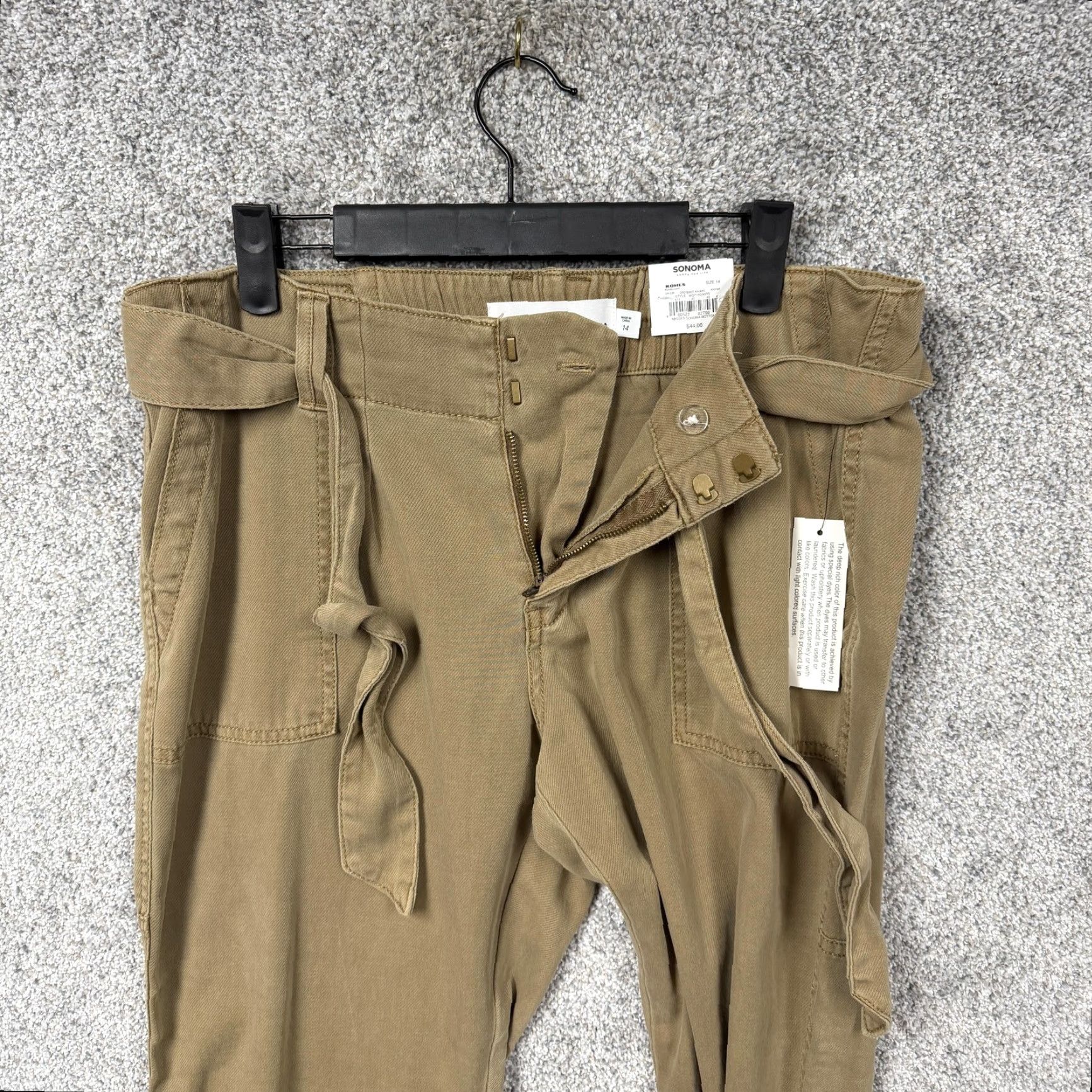 Vintage Sonoma Goods For Life Capri Pants 14 Capri Women Brown Twill with Belted Pockets Regular Inseam 27in Casual Summer Size 36" / US 14 / IT 50 - 6 Thumbnail