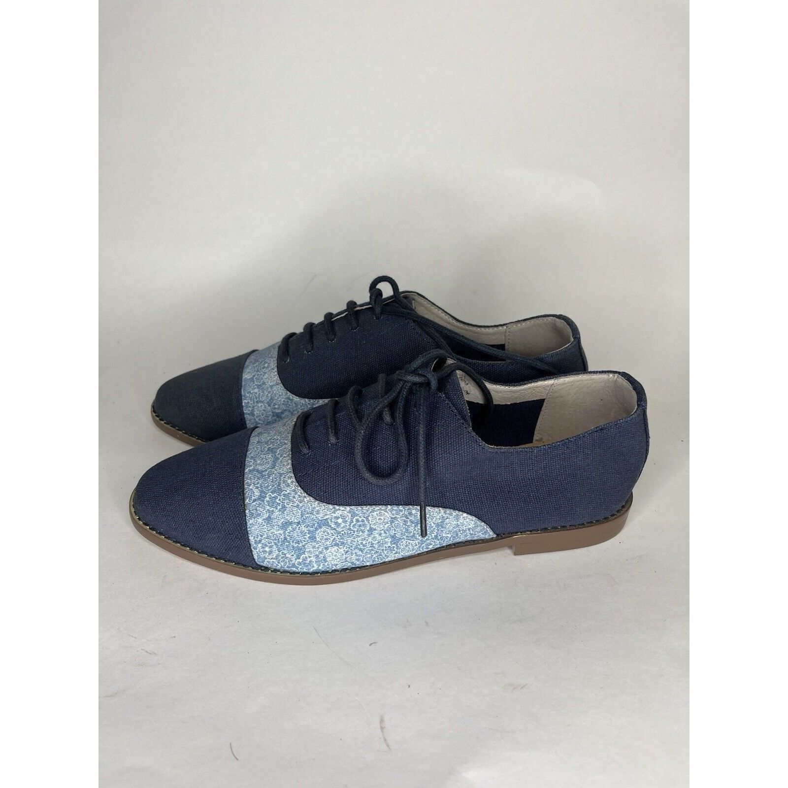 Other Marais USA Shoes Blue Floral Canvas Cap Toe Lace Up Oxfords Size US 8.5 / IT 38.5 - 3 Thumbnail