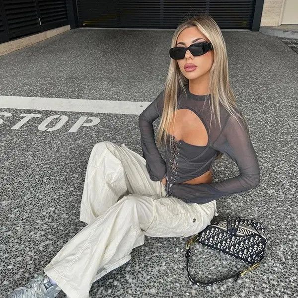VIBE Summer Mesh Bandage T Shirt Size S / US 4 / IT 40 - 1 Thumbnail