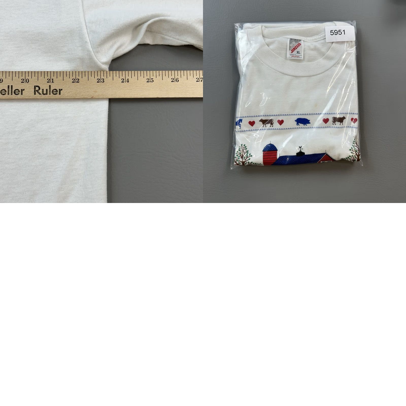 Jerzees VINTAGE Jerzees Shirt Women's XL White Endless Designs Barn House Farm USA Made Size XL / US 12-14 / IT 48-50 - 10 Thumbnail