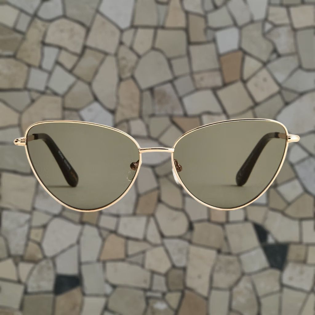 J.Crew J.CREW Apollo Cat's Eye Wire Sunglasses Gold Forest with Pouch Case Sunglasses Women UV Protection Cat Eye Beach 2020s Size ONE SIZE - 1 Thumbnail