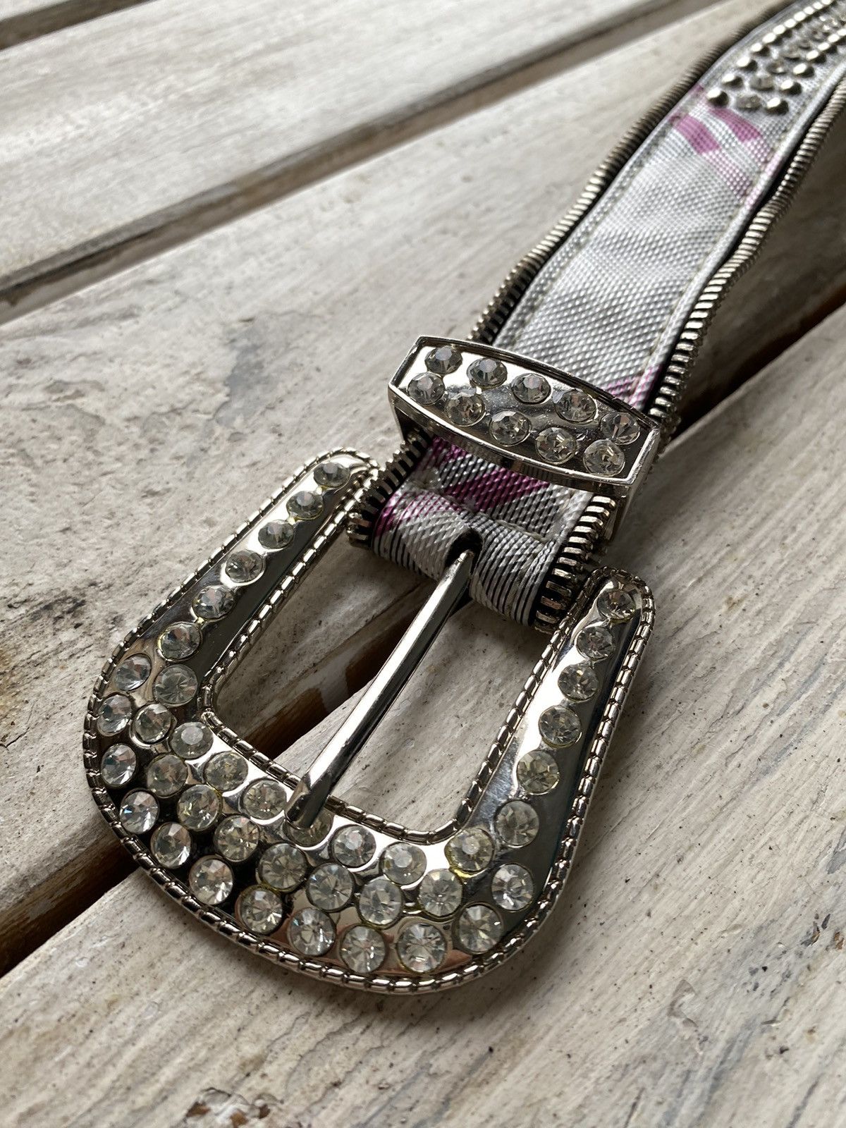 Hysteric Glamour × Leather × Vintage Vintage Leather Belt Y2K Rhinestones Punk Metal Avant Garde Size ONE SIZE - 5 Thumbnail