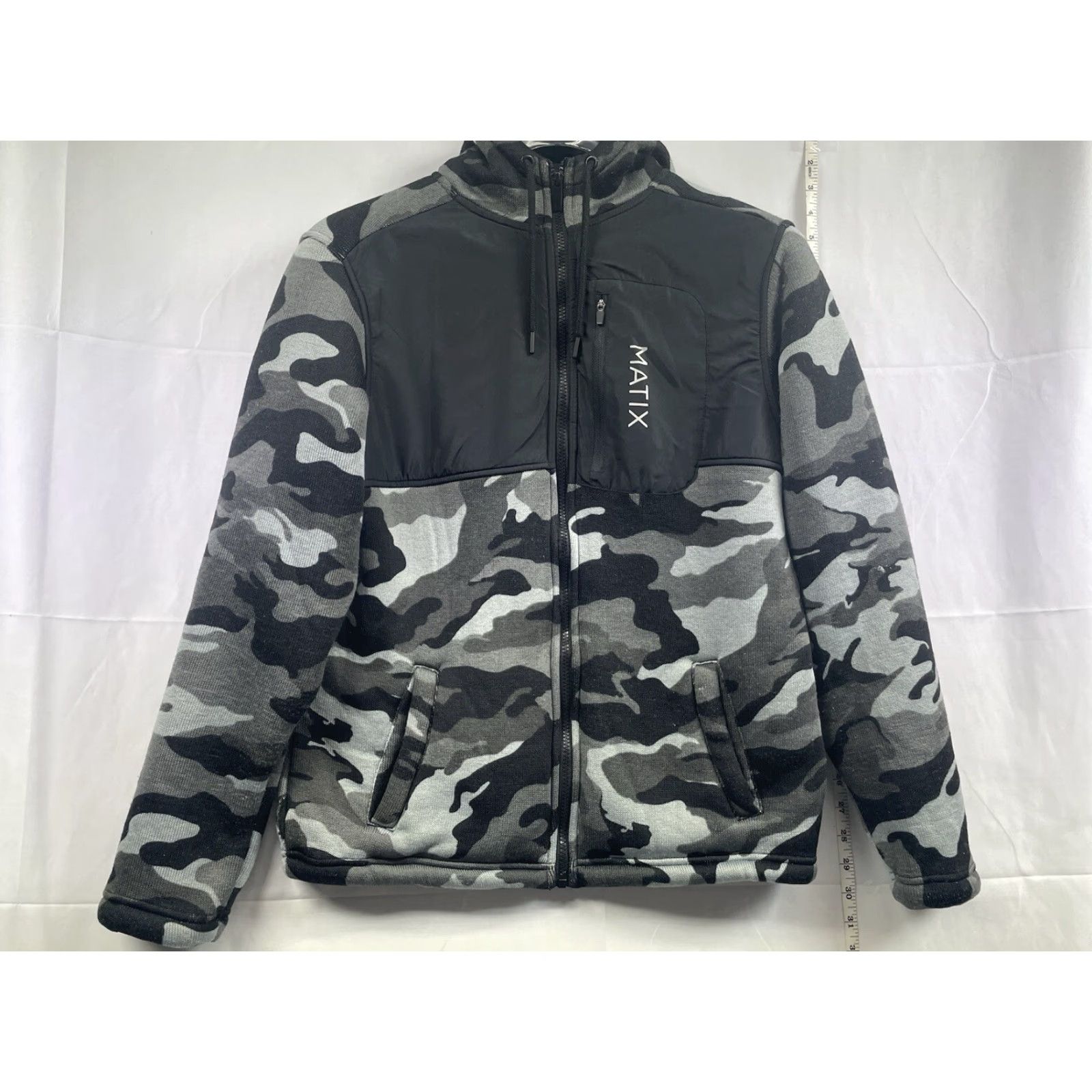 Vintage Matix Jacket Zip Up Hooded Sherpa Lining Size Small Gray Camouflage See Pics Mens Jacket Size US S / EU 44-46 / 1 - 2 Thumbnail