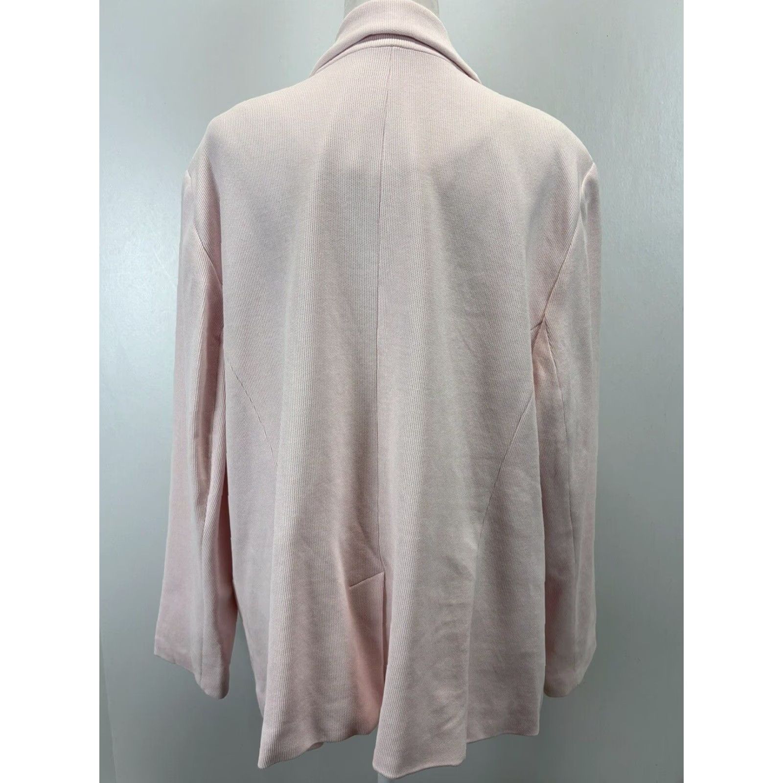 Talbots Talbots Plus Size 26W Pale Pink Knit Blazer Jacket Lined Long Sleeve Womens 100% Cotton Size 4XL / US 24-26 - 3 Thumbnail