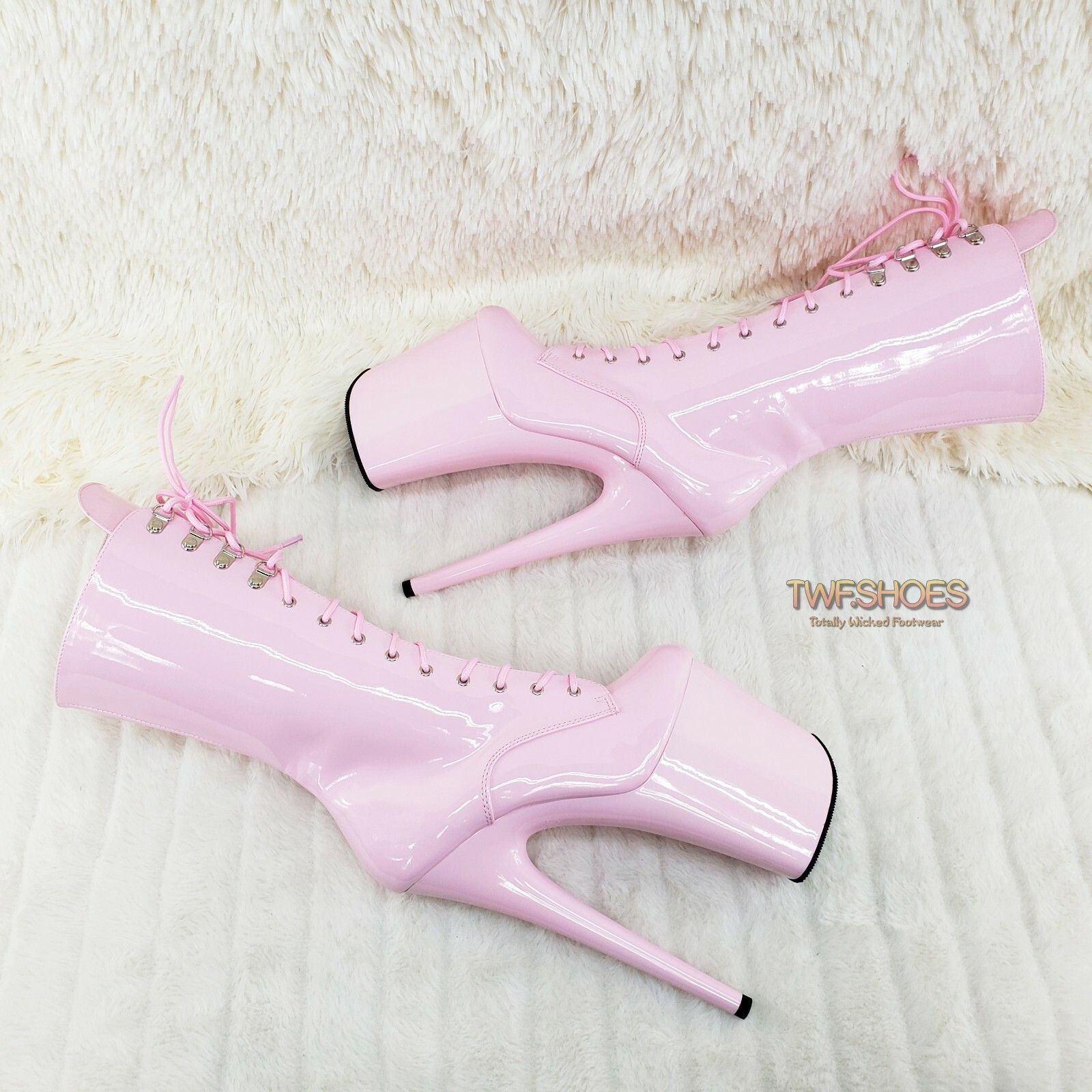 Other Flamingo 1050 Baby Pink Patent 8" Heel Platform Mid Calf Boo Size US 7 / IT 37 - 5 Thumbnail