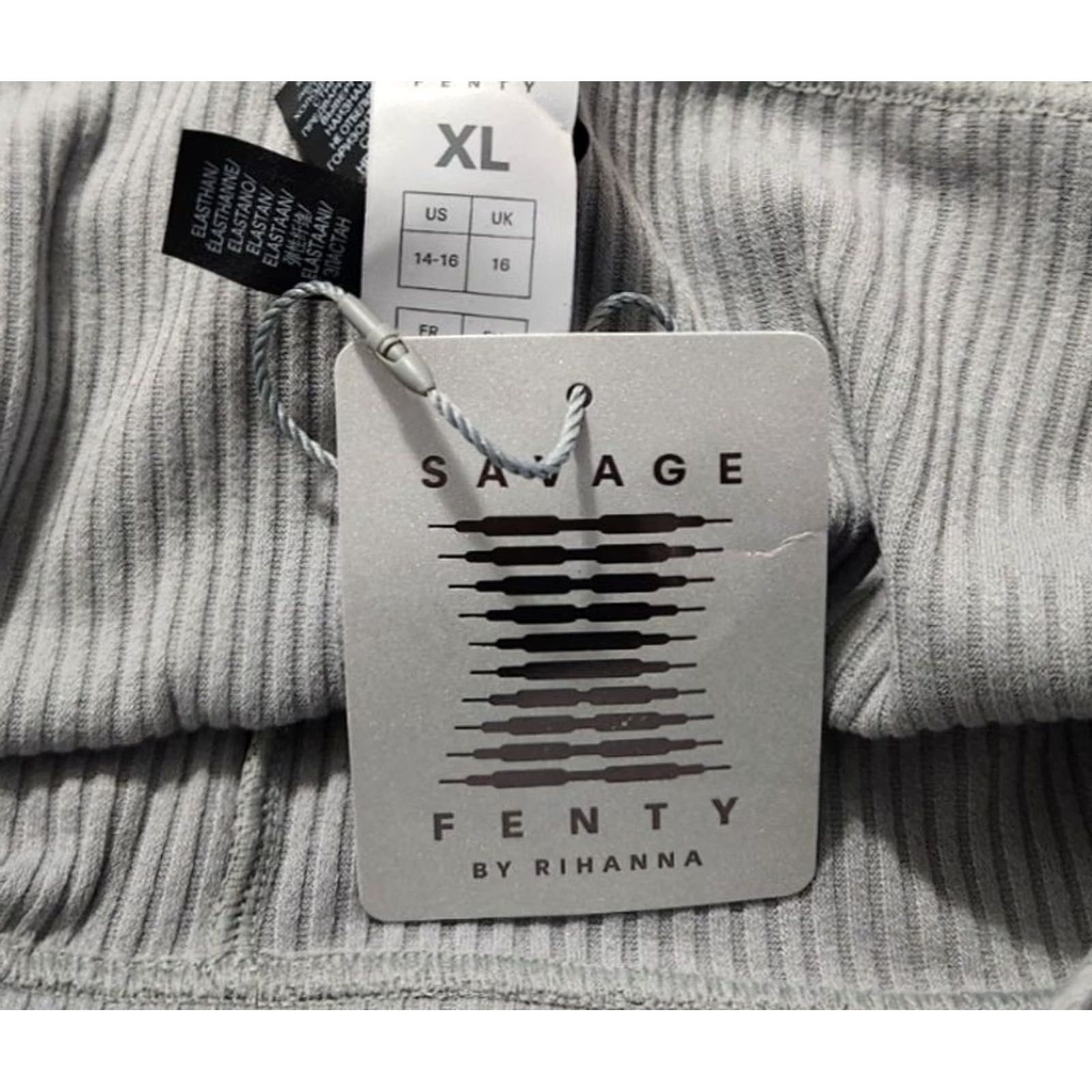 Vintage Savage X Fenty Womens XL Essential Rib Booty Shorts Deep Gray Pull On Elastic Size 40" / US 18 - 4 Thumbnail