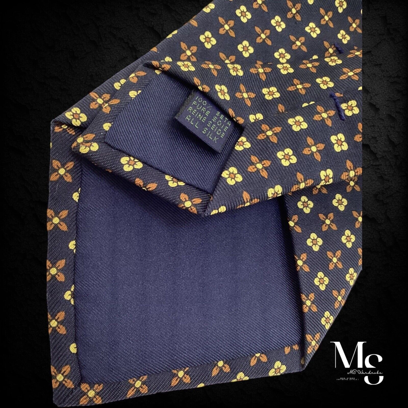 Other FRANCO BASSI Navy Floral Geometric Silk Tie Made In Italy Size ONE SIZE - 5 Thumbnail