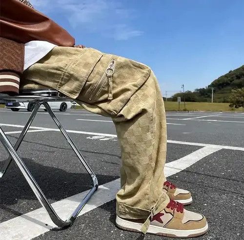 Japanese Brand Elastic Waist Mens Chessboard Wide Leg Jeans Size US 30 / EU 46 - 6 Thumbnail