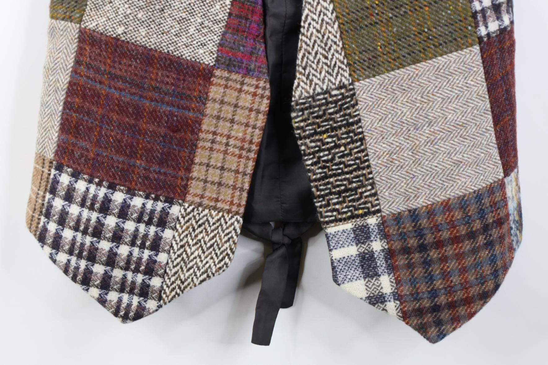 Vintage Vintage 90s Streetwear Tweed Patchwork Tie Back Vest Jacket Size L / US 10 / IT 46 - 3 Thumbnail