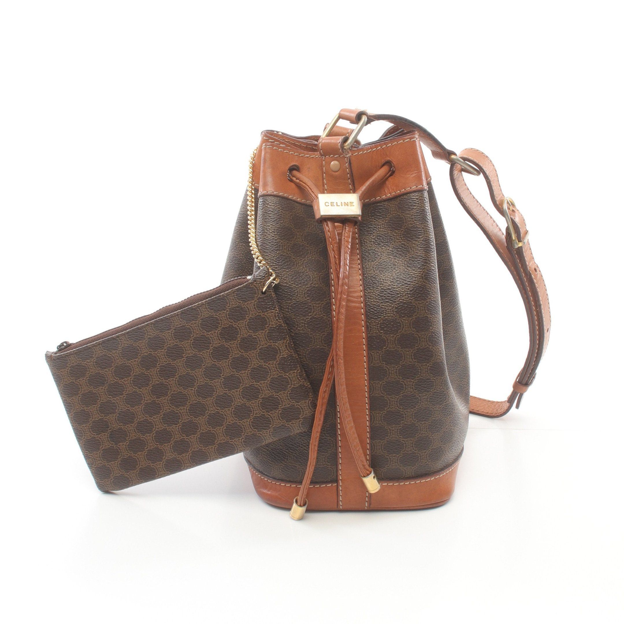 Celine Celine Macadam Shoulder Bag Leather Dark Brown Size ONE SIZE - 1 Thumbnail