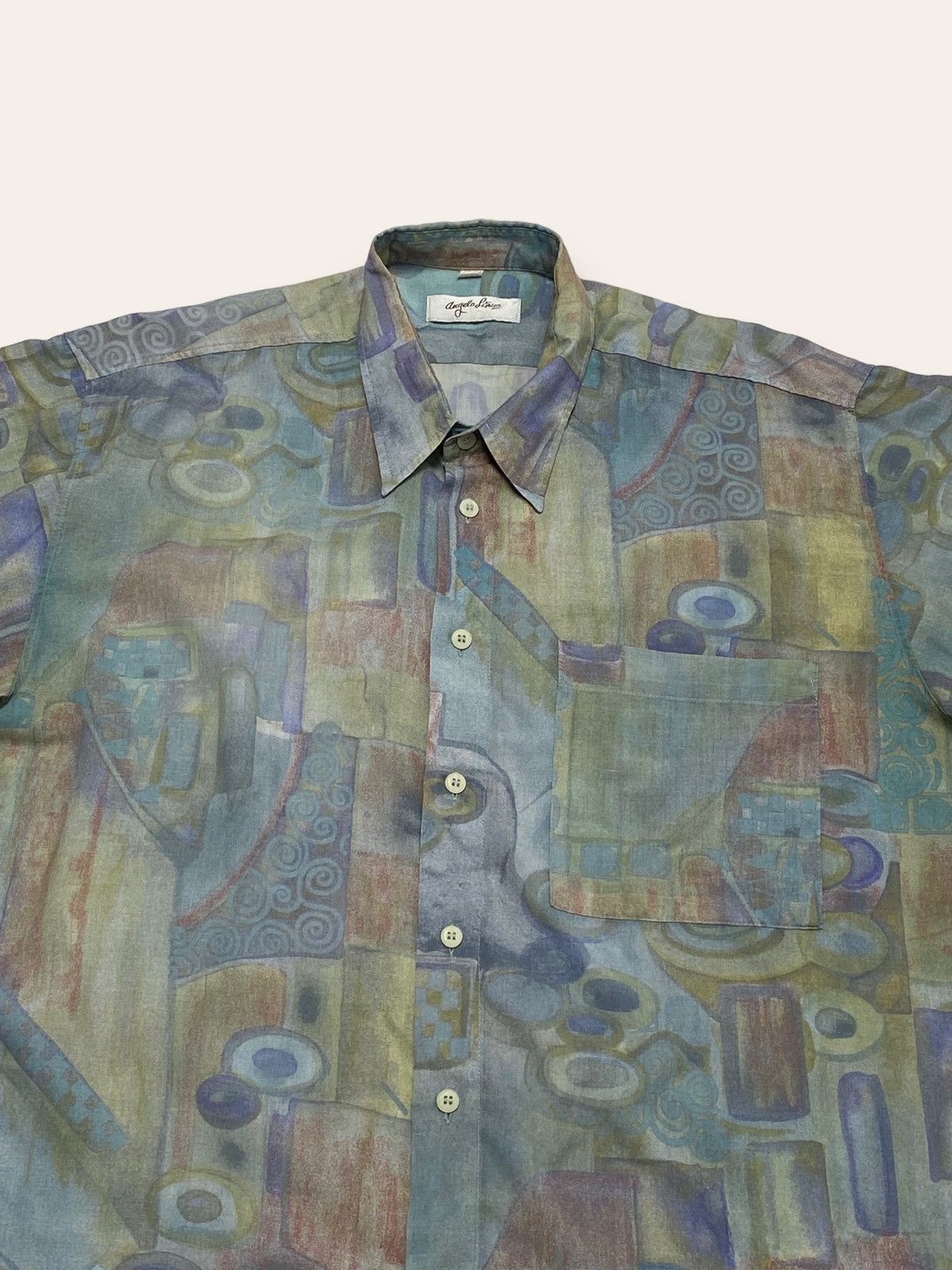 Hysteric Glamour 90s Vintage ANGELO LITRICO Beautiful Button Up Abstract Styl Size US XL / EU 56 / 4 - 2 Thumbnail