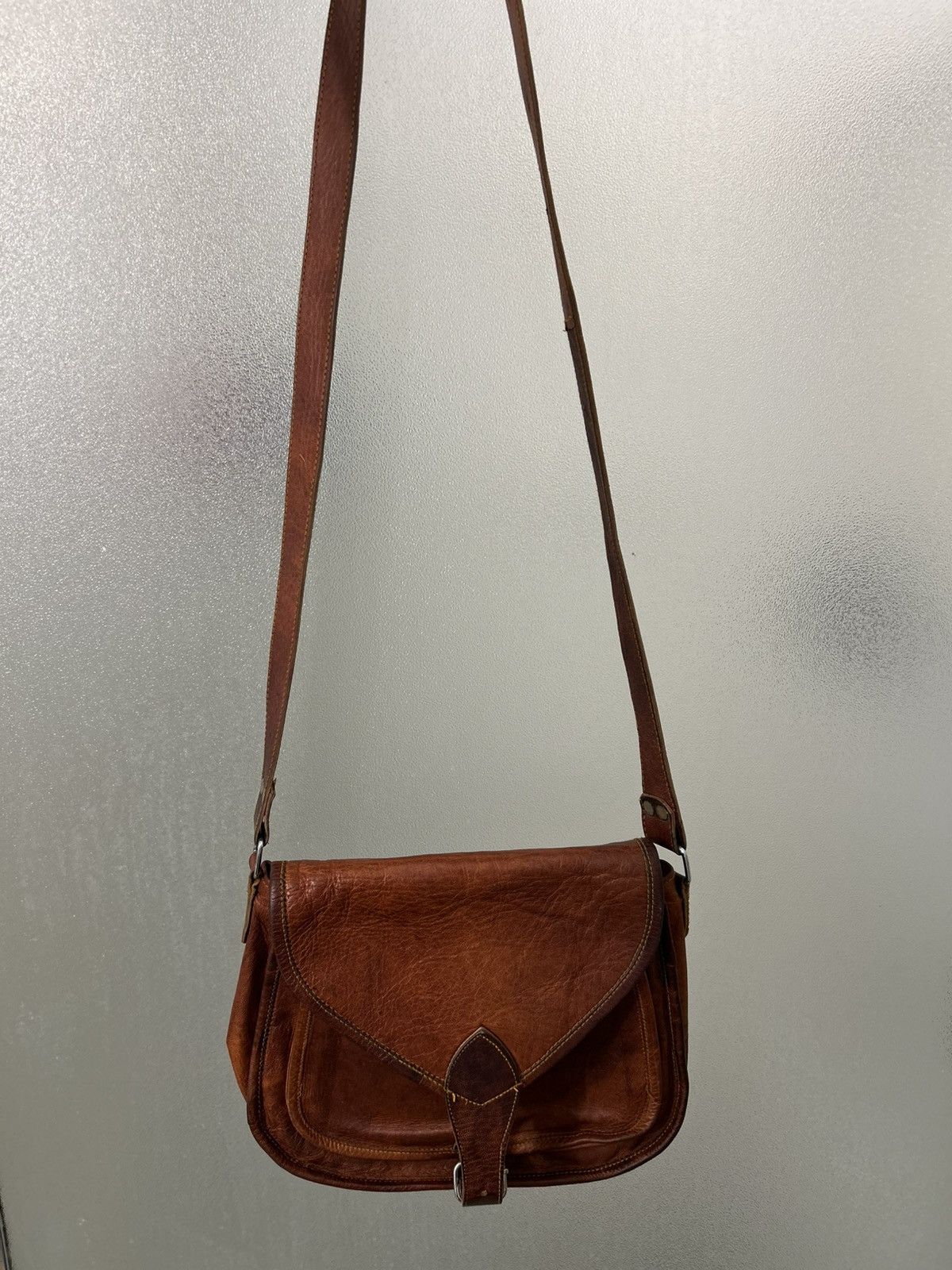 Archival Clothing x Avant Garde Vintage Leather Brown Messenger Bag, Men's