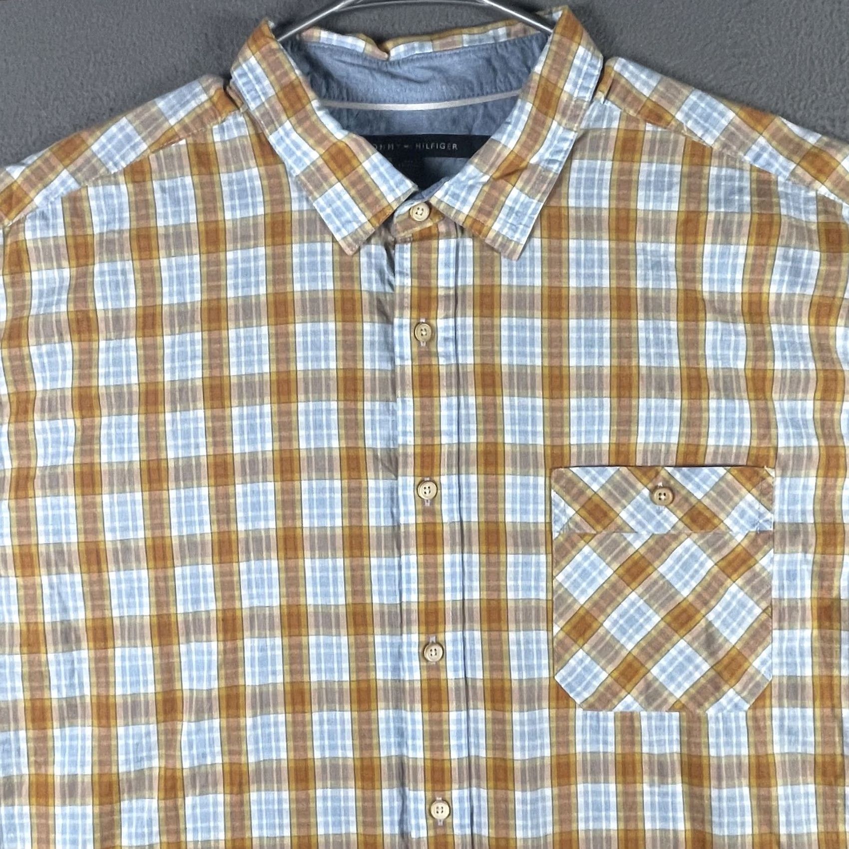 Tommy Hilfiger Tommy Hilfiger Shirt Mens 2XL Teal Yellow Plaid Classic Fit Button Up Cotton NWT Size US XXL / EU 58 / 5 - 2 Thumbnail