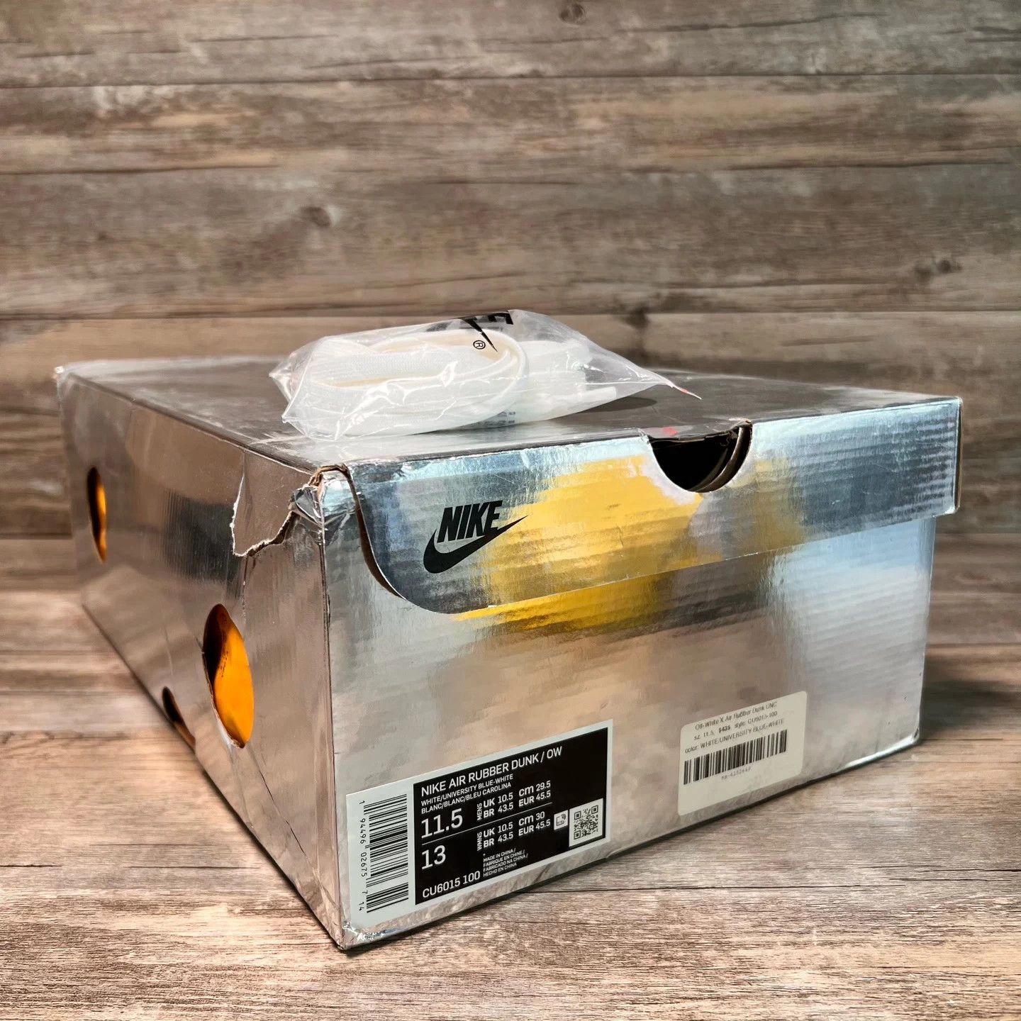 Nike OW x Nike Rubber Dunk Wht/Bl Slvr CU6015-100 45.5 97New Size US 11.5 / EU 44-45 - 8 Thumbnail